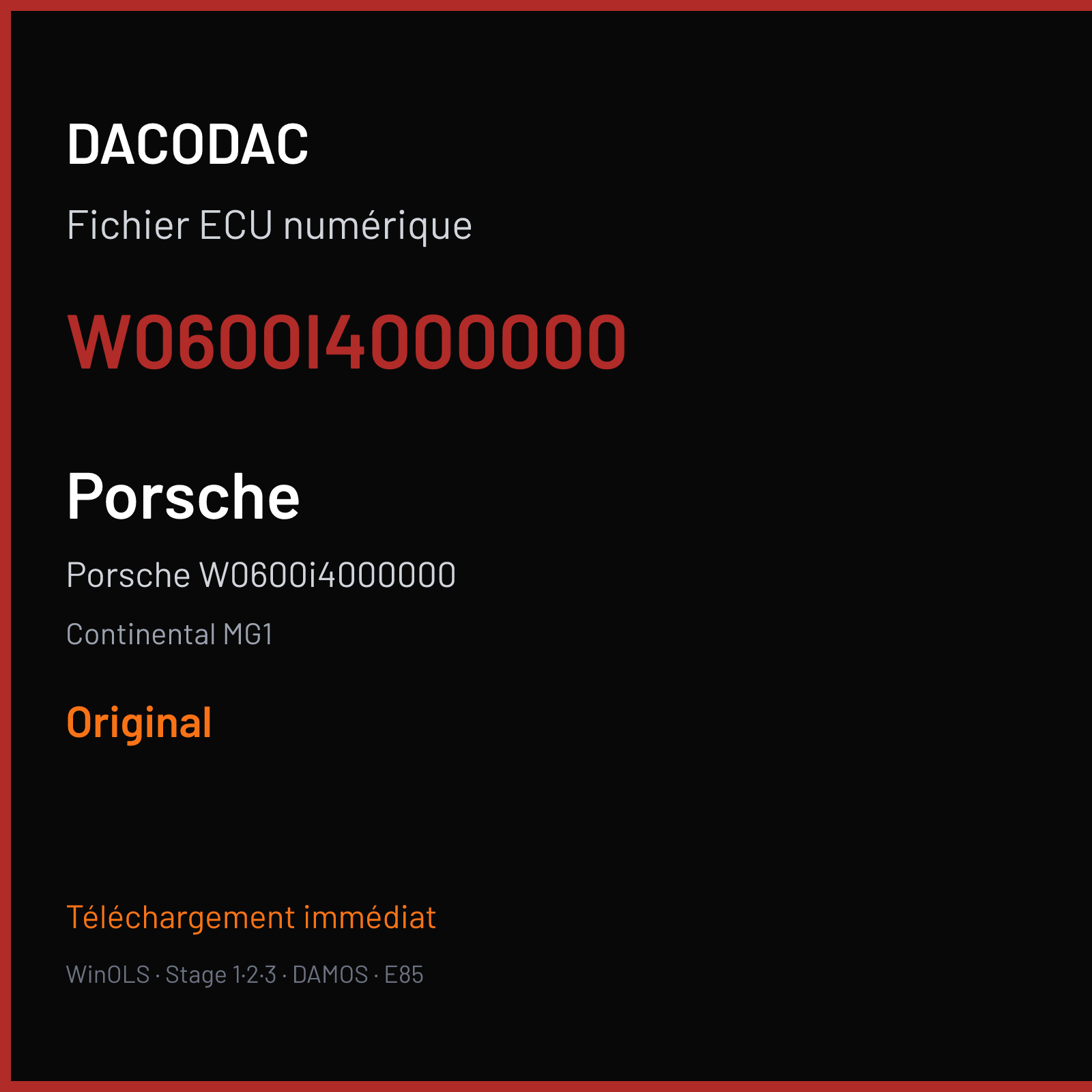 Porsche W0600i4000000 — Continental MG1 — W0600I4000000 — Original