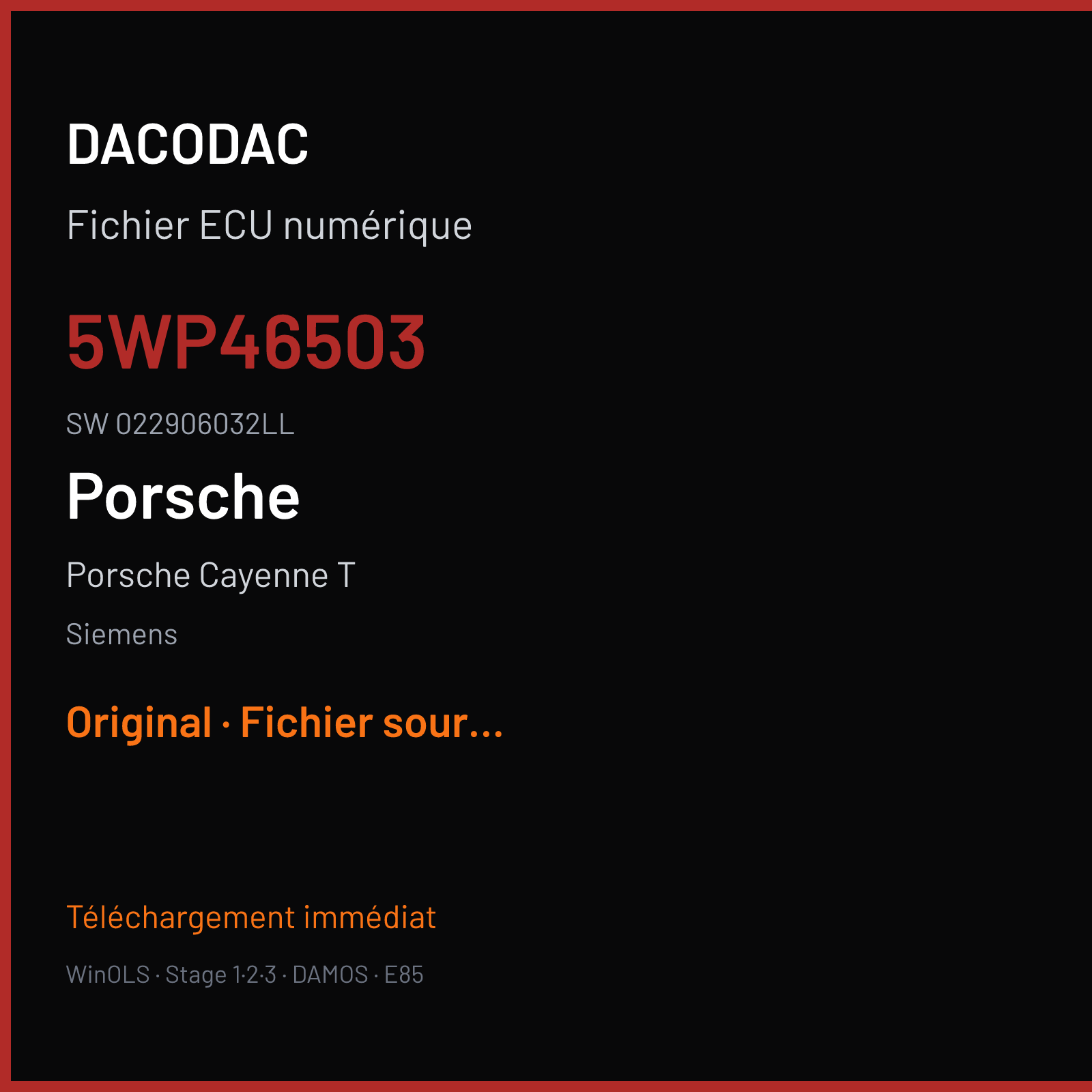 Porsche Cayenne T (2010) — Siemens — 5WP46503 · 022906032LL — Original