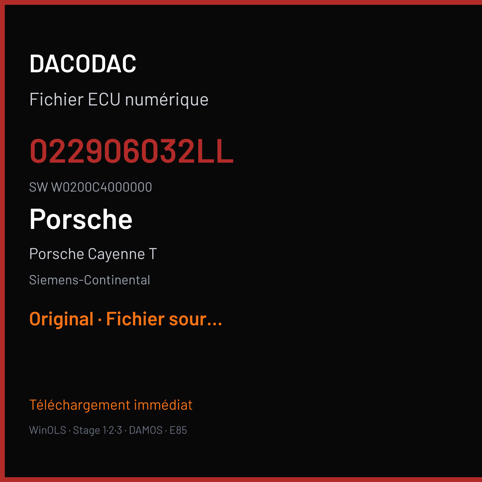 Porsche Cayenne T (2010) — Siemens-Continental — 022906032LL · W0200C4000000 — Original