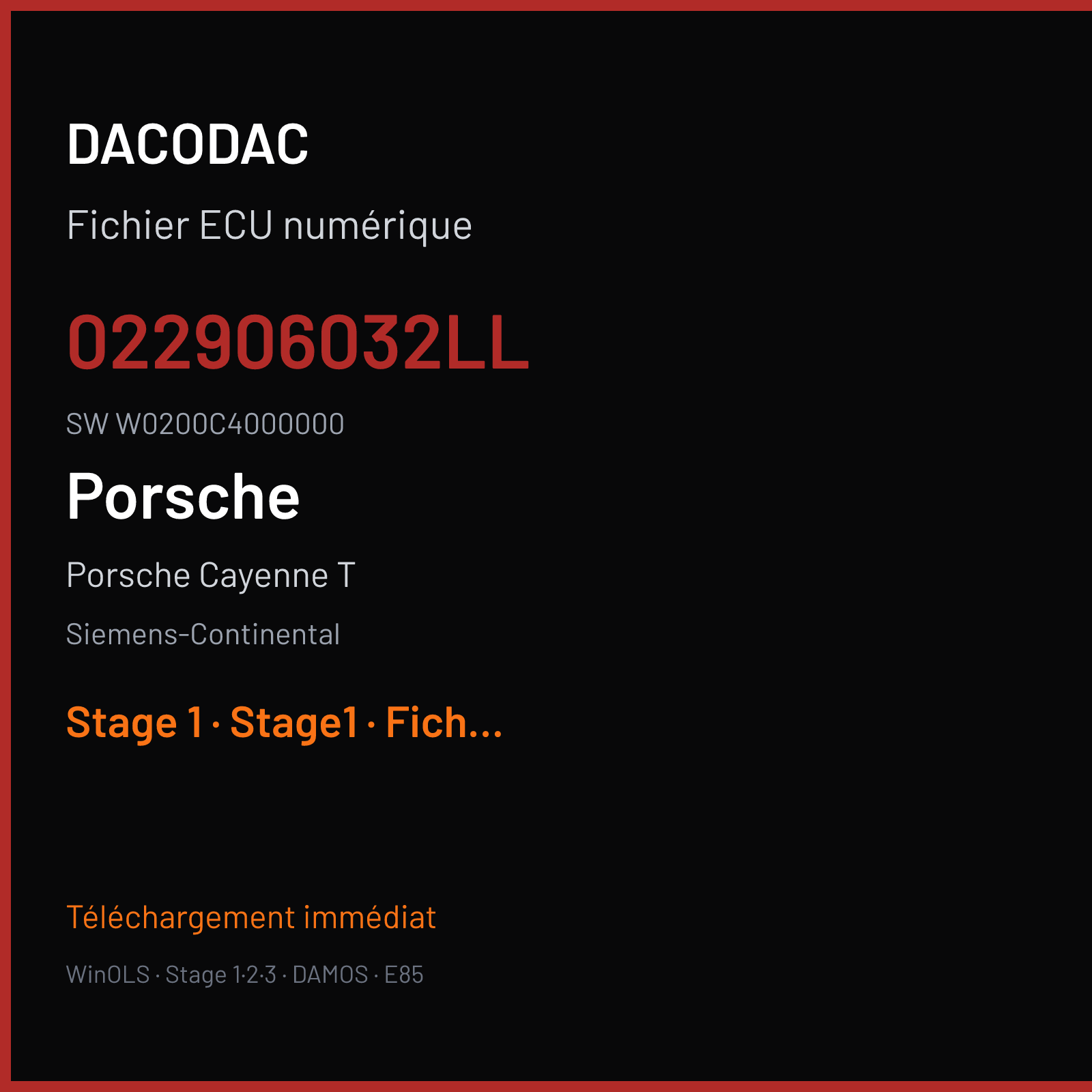 Porsche Cayenne T (2010) — Siemens-Continental — 022906032LL · W0200C4000000 — Stage 1