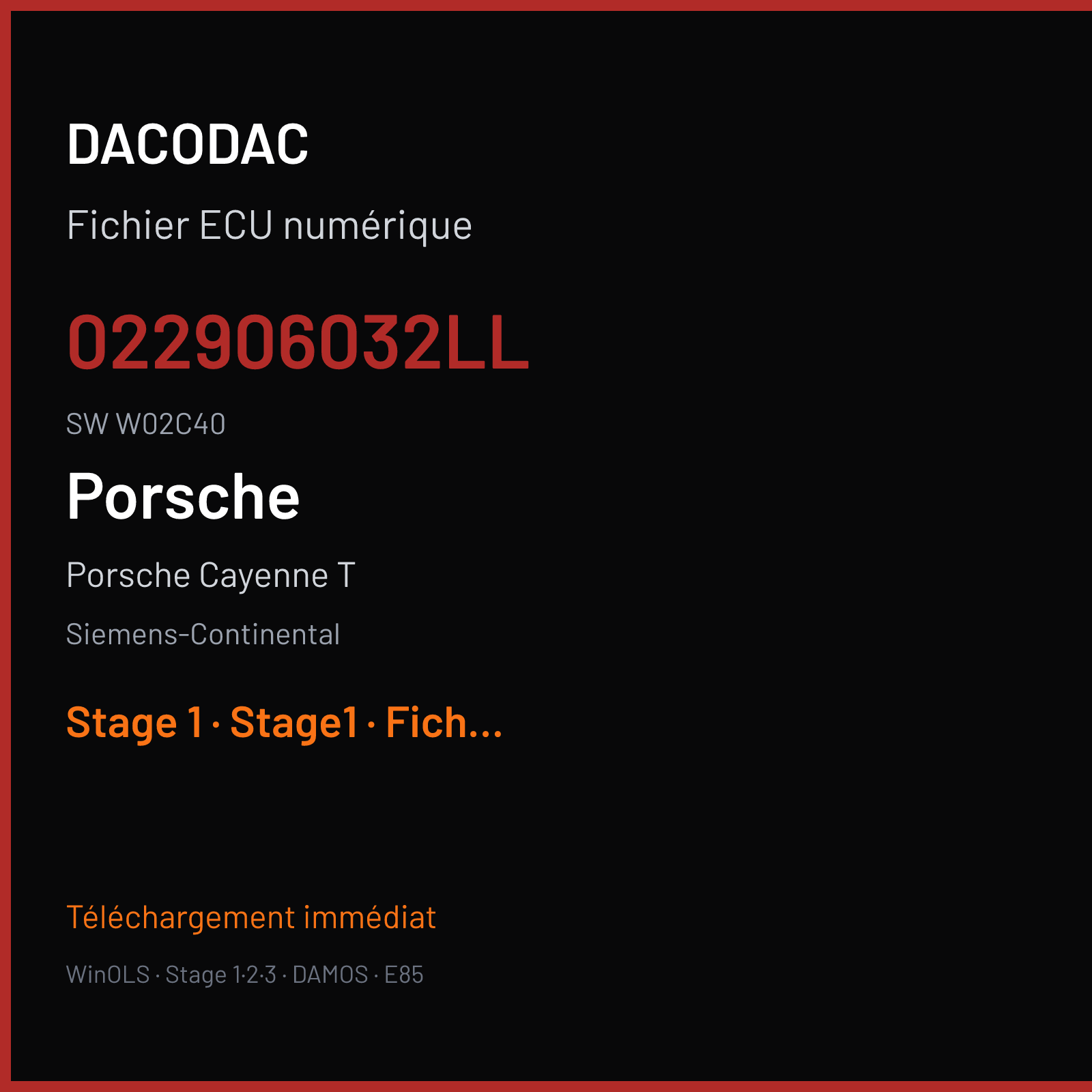 Porsche Cayenne T (2010) — Siemens-Continental — 022906032LL · W02C40 — Stage 1