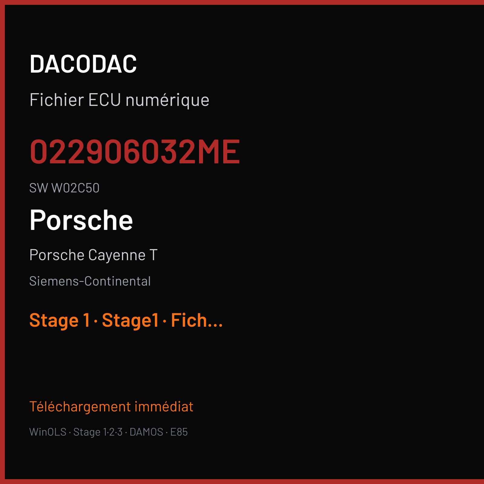 Porsche Cayenne T (2010) — Siemens-Continental — 022906032ME · W02C50 — Stage 1