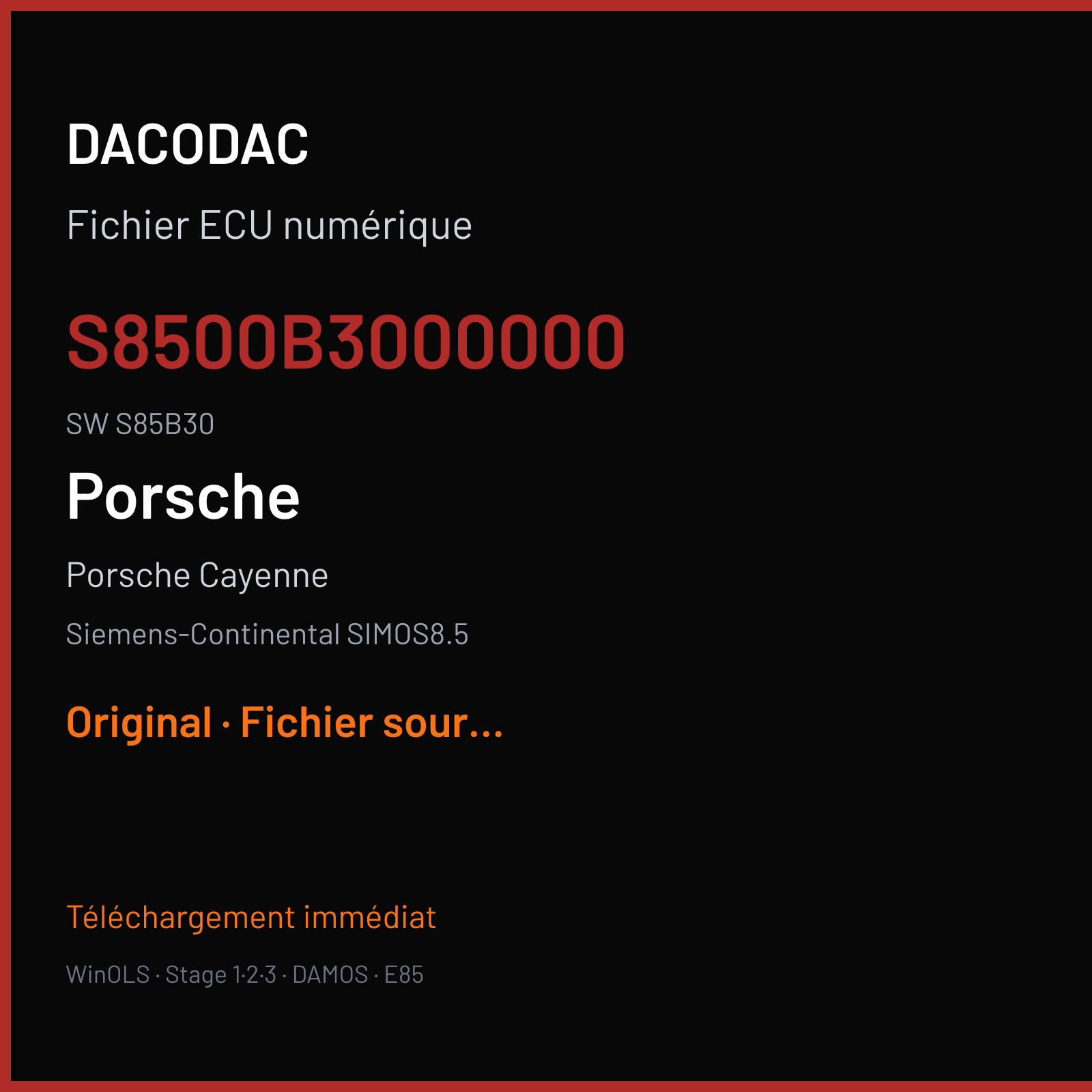 Porsche Cayenne (2012) — Siemens-Continental SIMOS8.5 — S8500B3000000 · S85B30 — Original
