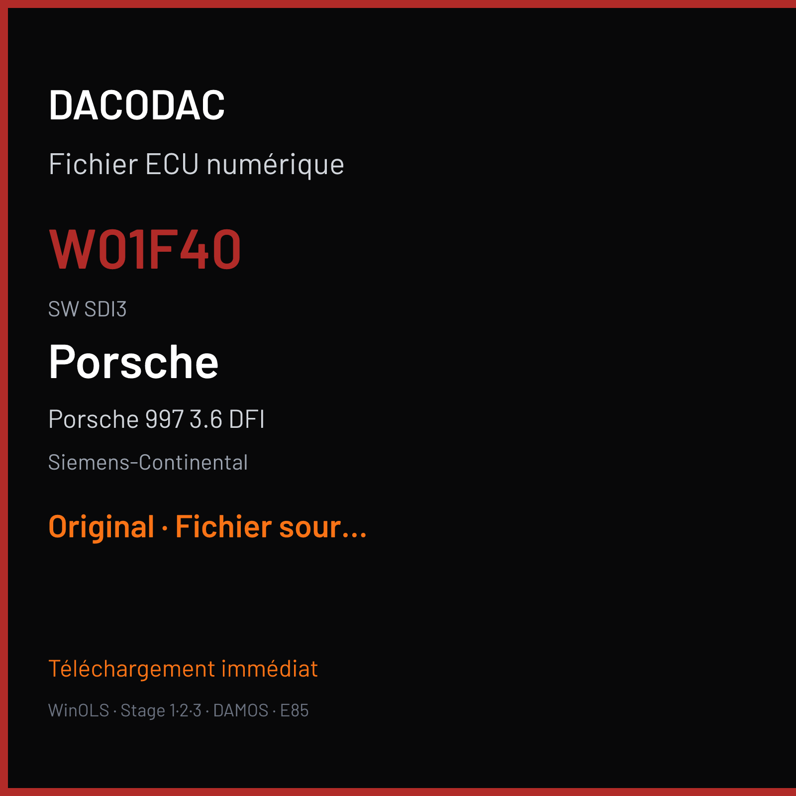 Porsche 997 3.6 DFI (2009) — Siemens-Continental — W01F40 · SDI3 — Original