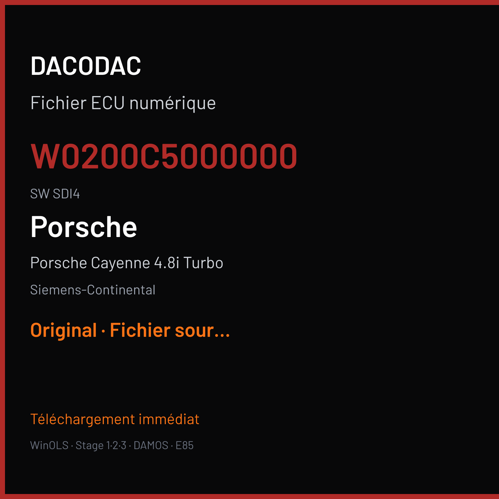 Porsche Cayenne 4.8i Turbo (2008) — Siemens-Continental — W0200C5000000 · SDI4 — Original