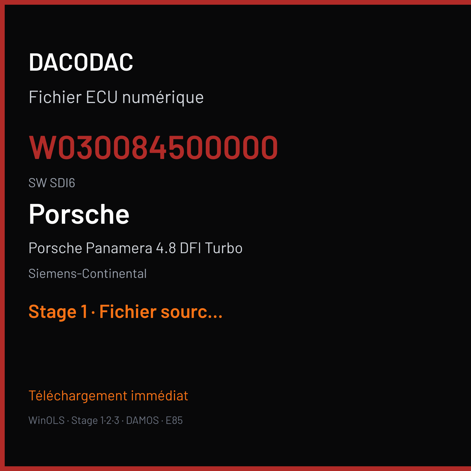 Porsche Panamera 4.8 DFI Turbo (2009) — Siemens-Continental — W030084500000 · SDI6 — Stage 1