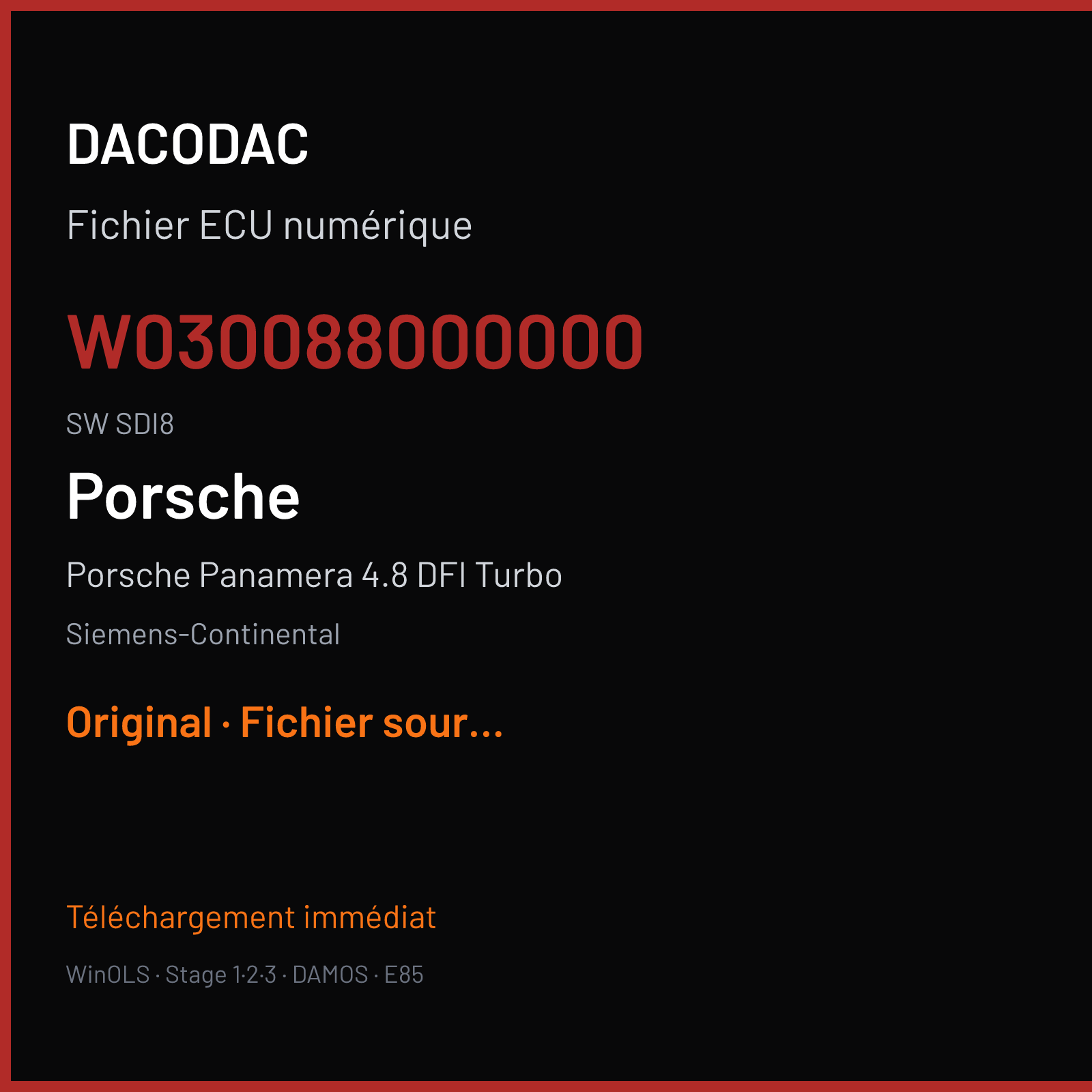 Porsche Panamera 4.8 DFI Turbo (2014) — Siemens-Continental — W030088000000 · SDI8 — Original