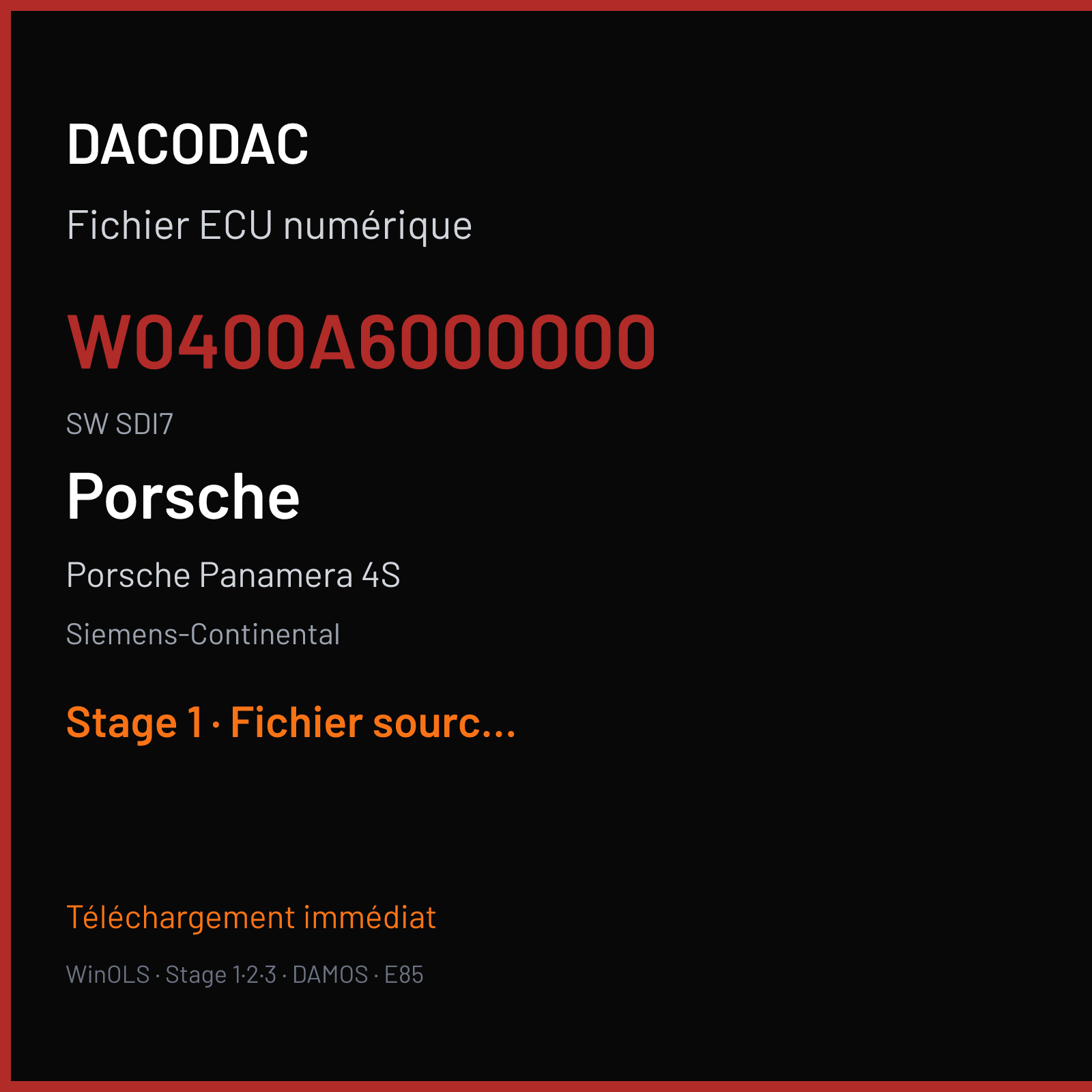 Porsche Panamera 4S (2017) — Siemens-Continental — W0400A6000000 · SDI7 — Stage 1
