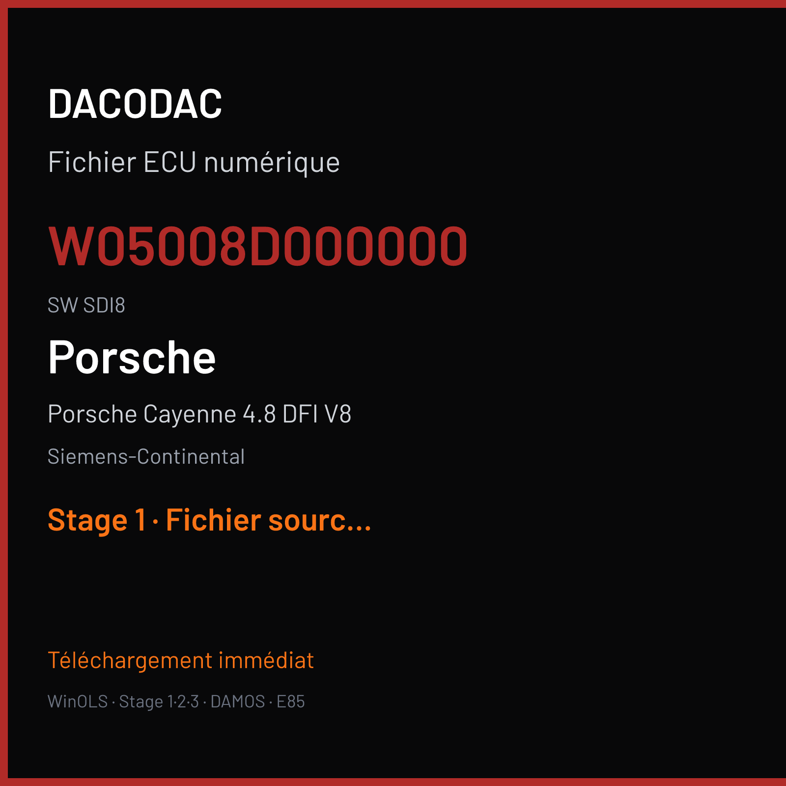 Porsche Cayenne 4.8 DFI V8 (2014) — Siemens-Continental — W05008D000000 · SDI8 — Stage 1