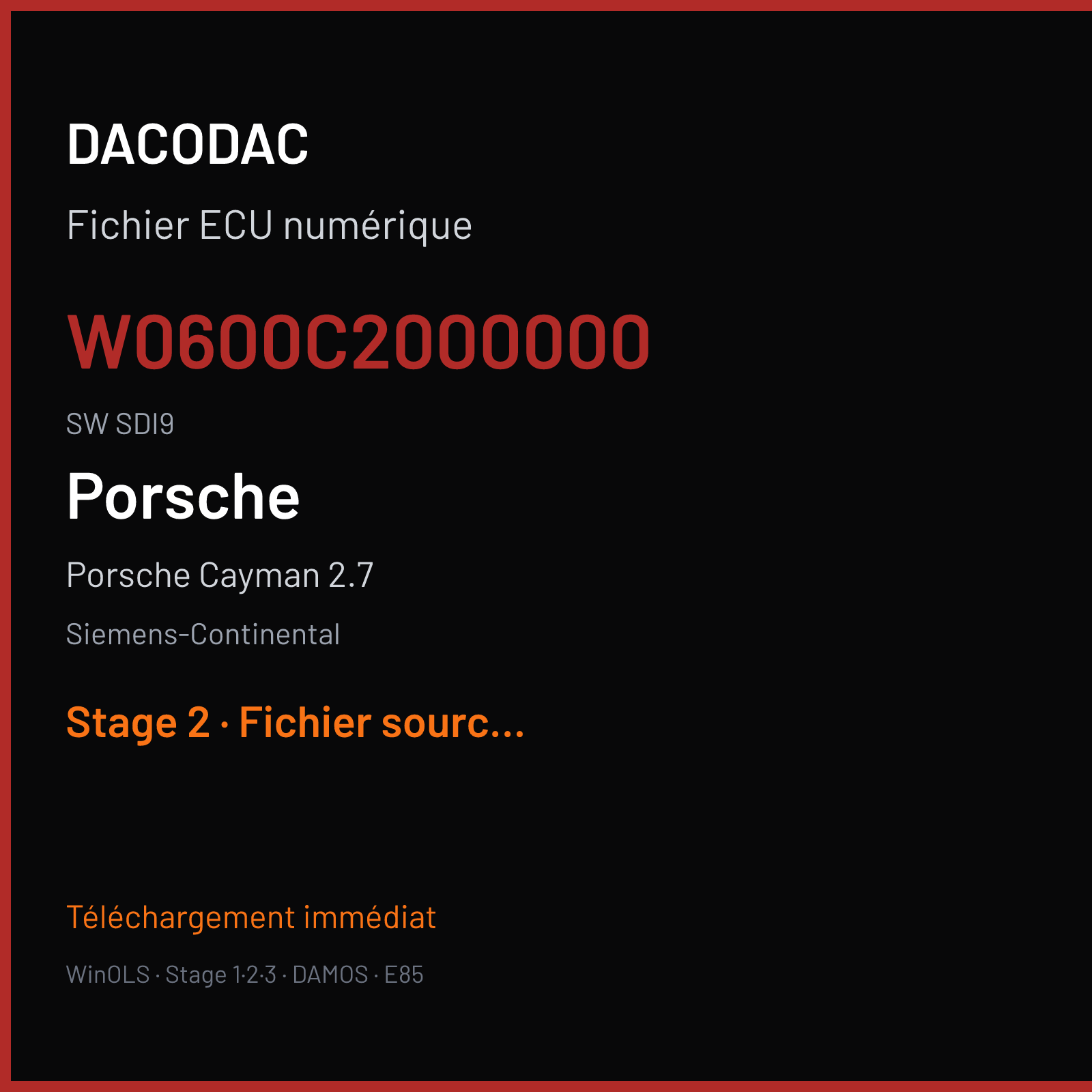 Porsche Cayman 2.7 (2014) — Siemens-Continental — W0600C2000000 · SDI9 — Stage 2