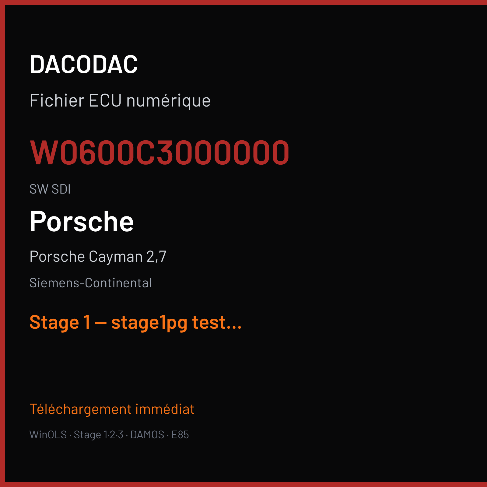Porsche Cayman 2,7 (2014) — Siemens-Continental — W0600C3000000 · SDI — Stage 1 — stage1pg test2