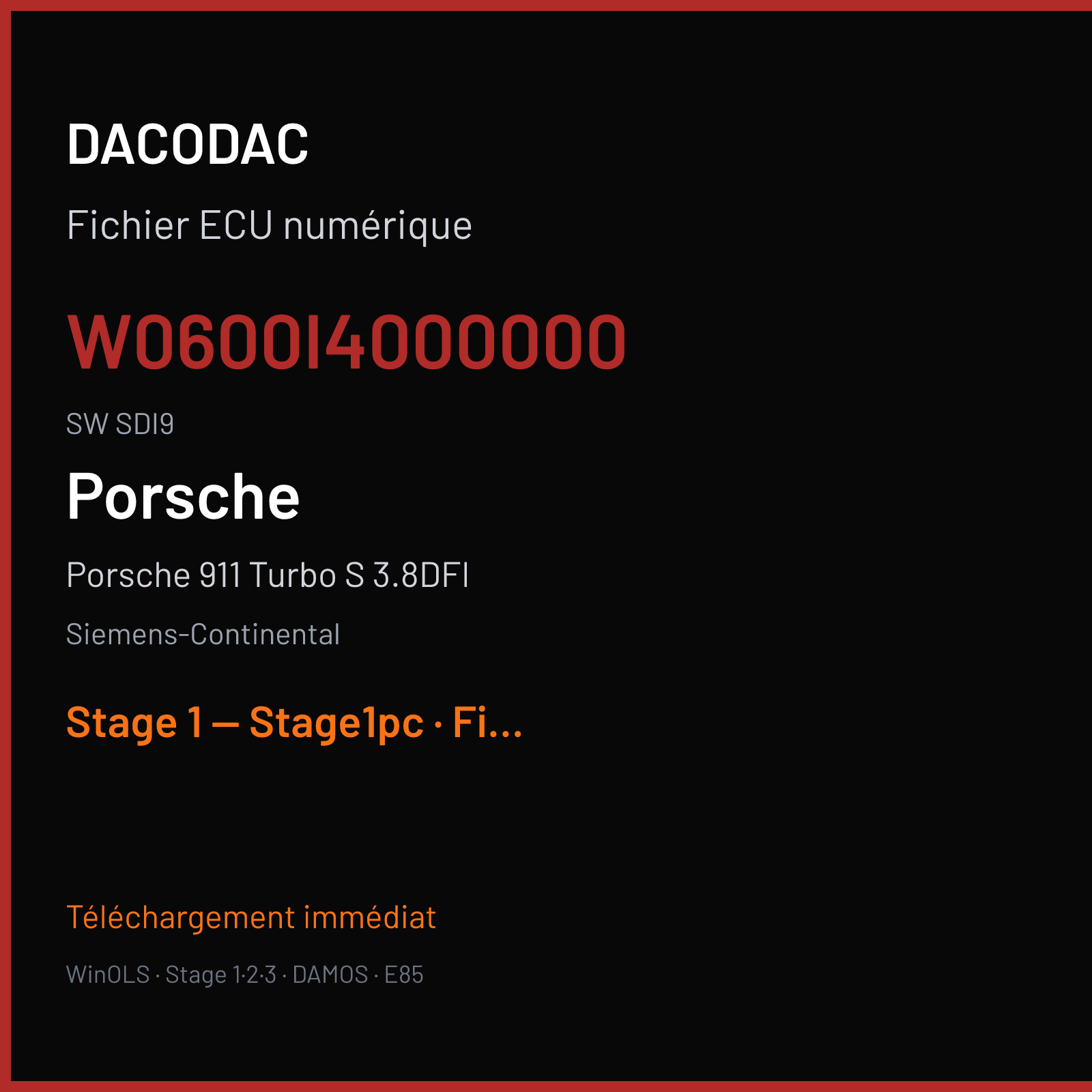 Porsche 911 Turbo S 3.8DFI (2015) — Siemens-Continental — W0600I4000000 · SDI9 — Stage 1 — Stage1pc