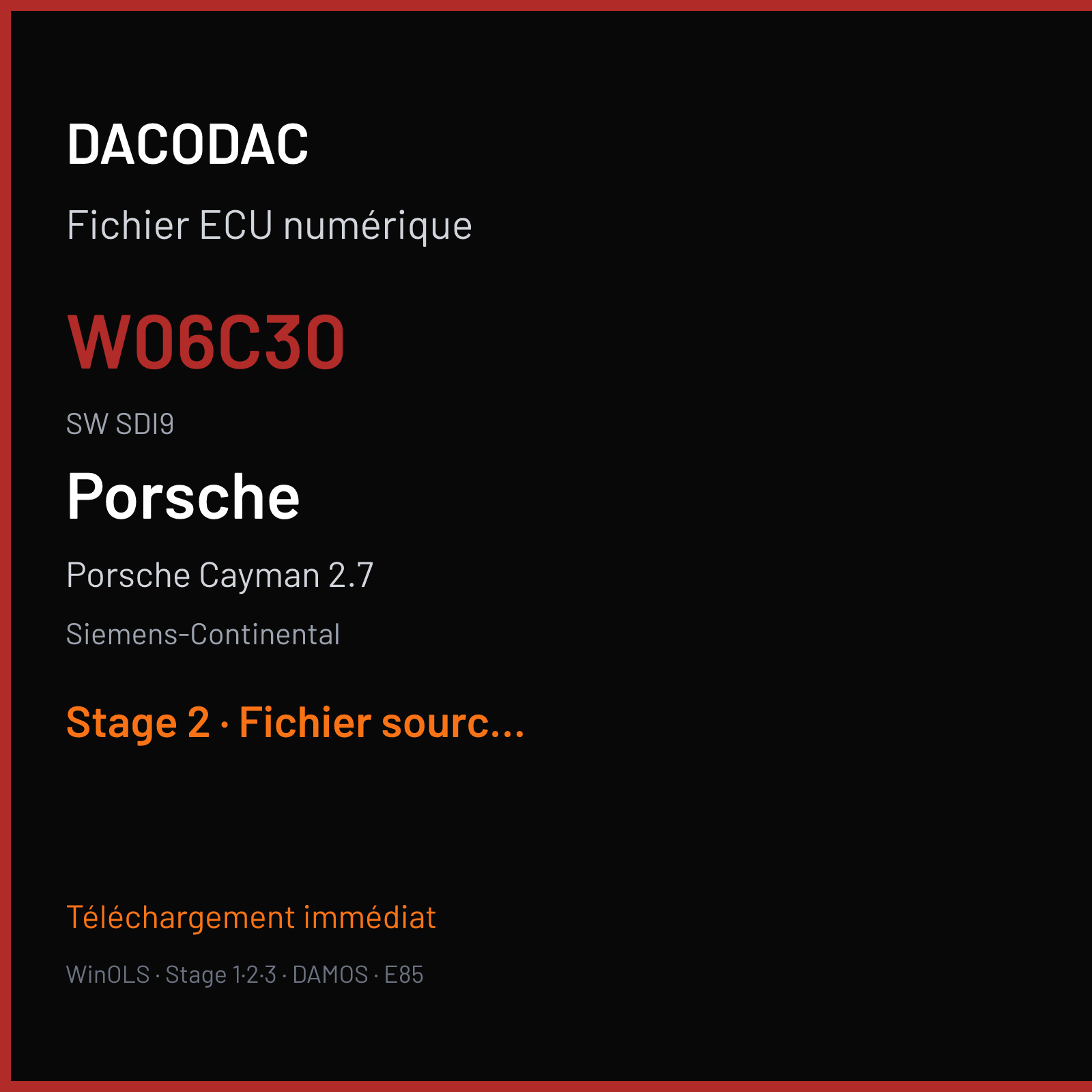 Porsche Cayman 2.7 (2014) — Siemens-Continental — W06C30 · SDI9 — Stage 2