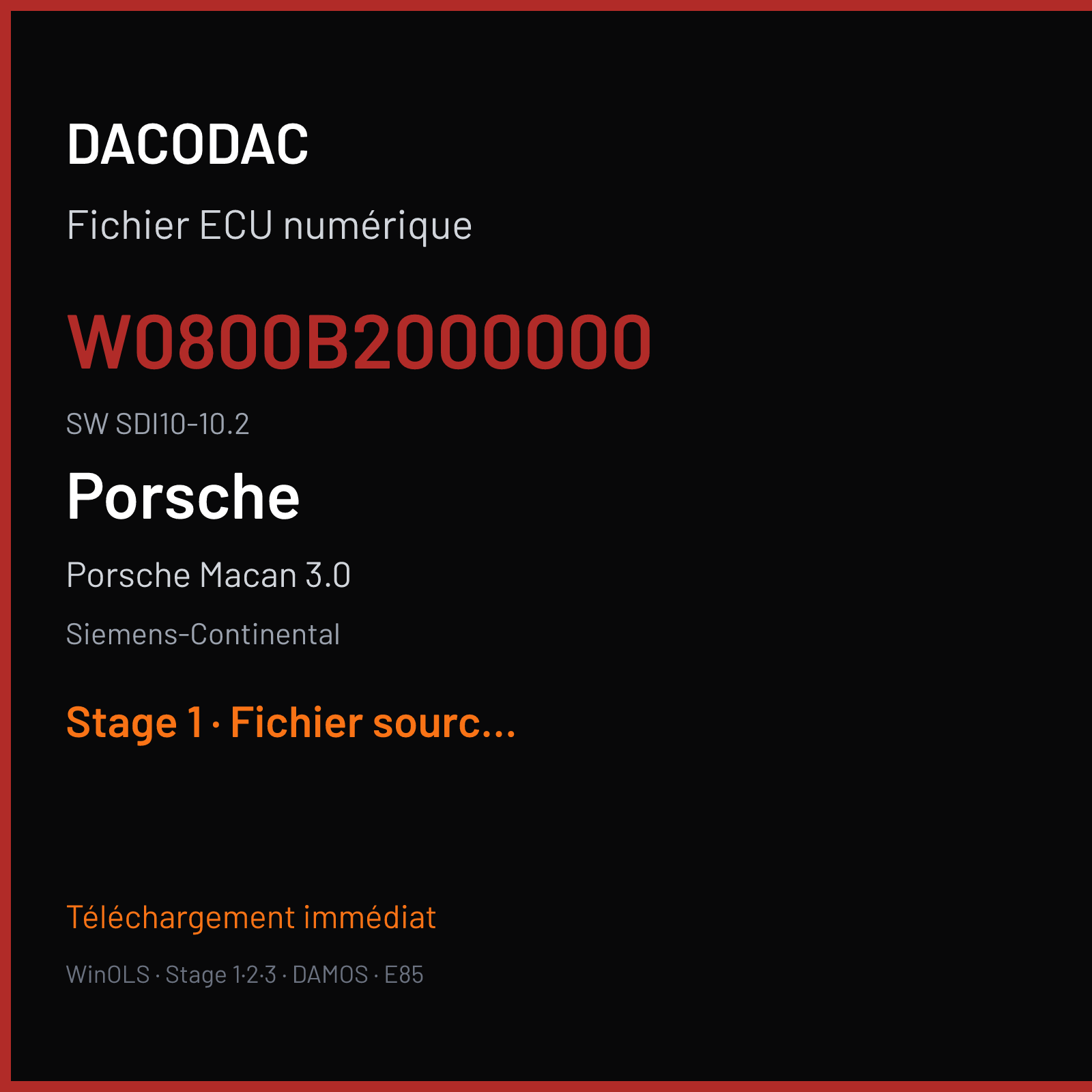 Porsche Macan 3.0 (2017) — Siemens-Continental — W0800B2000000 · SDI10-10.2 — Stage 1