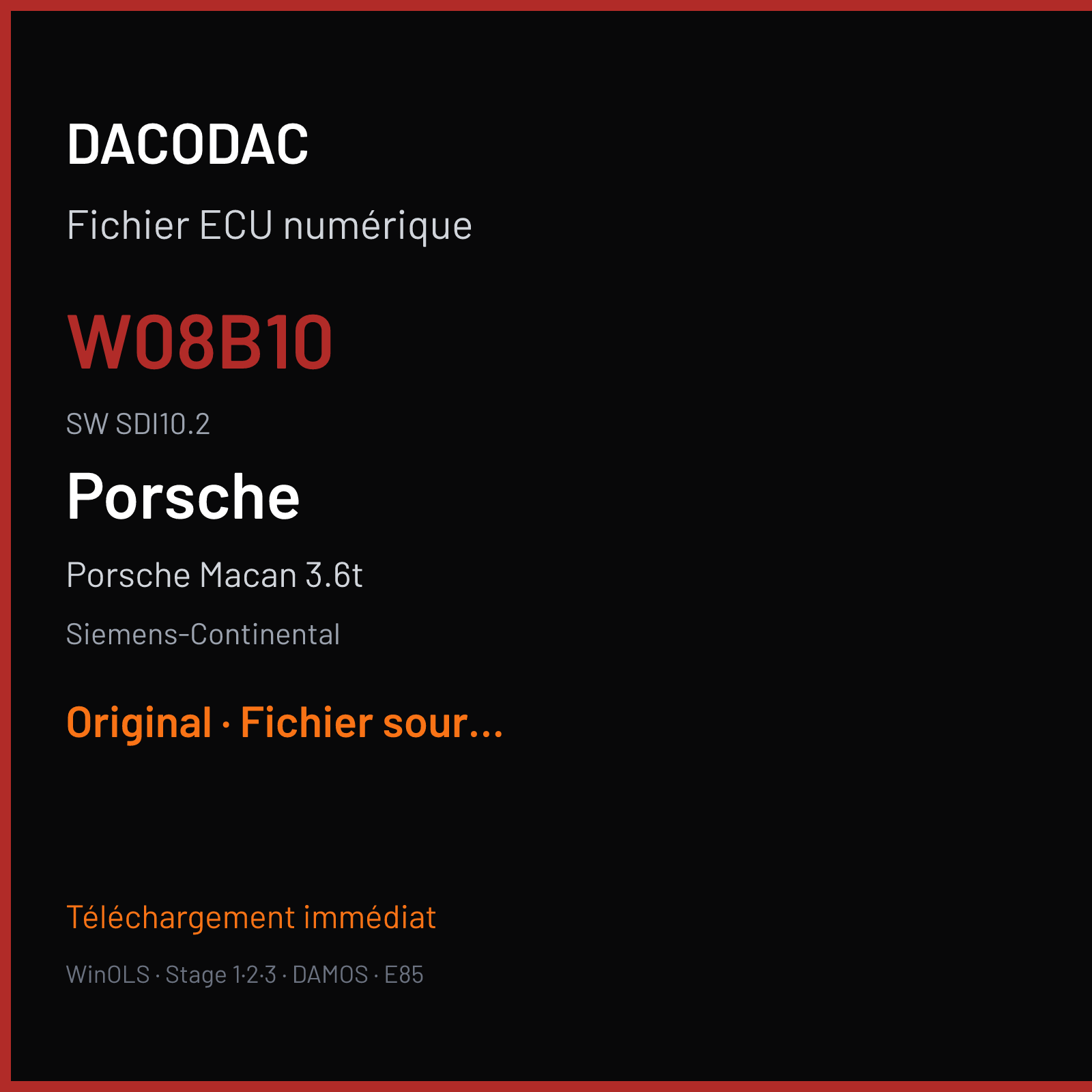 Porsche Macan 3.6t (2018) — Siemens-Continental — W08B10 · SDI10.2 — Original