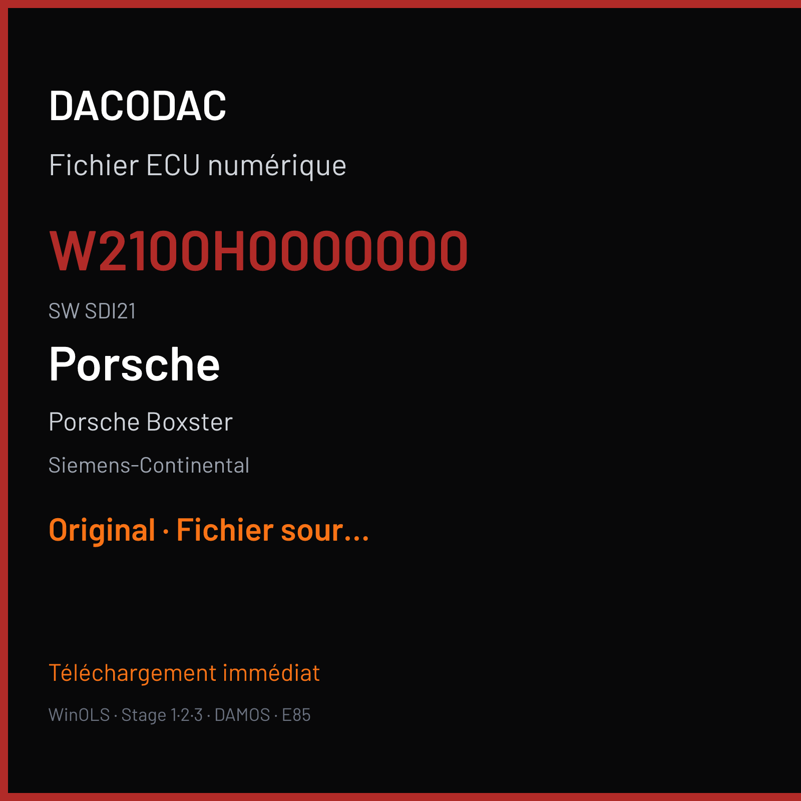 Porsche Boxster (2016) — Siemens-Continental — W2100H0000000 · SDI21 — Original