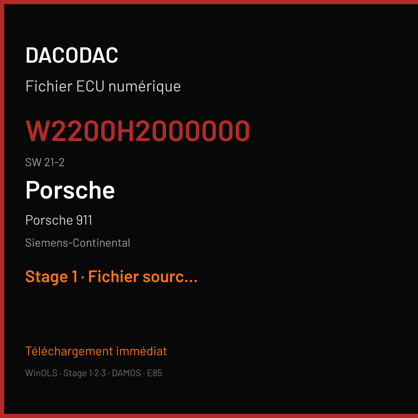 Porsche 911 (2017) — Siemens-Continental — W2200H2000000 · 21-2 — Stage 1
