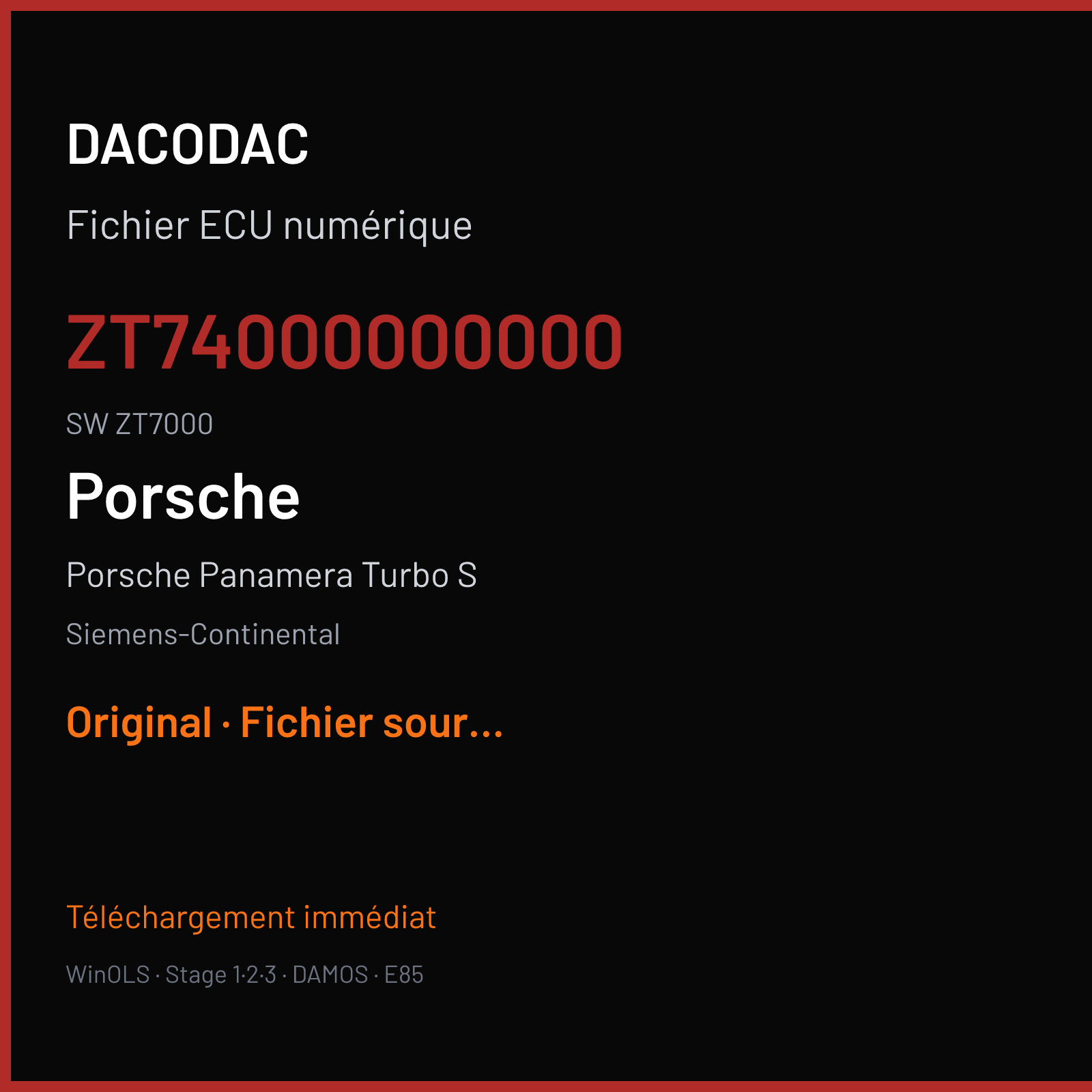Porsche Panamera Turbo S — Siemens-Continental — ZT74000000000 · ZT7000 — Original