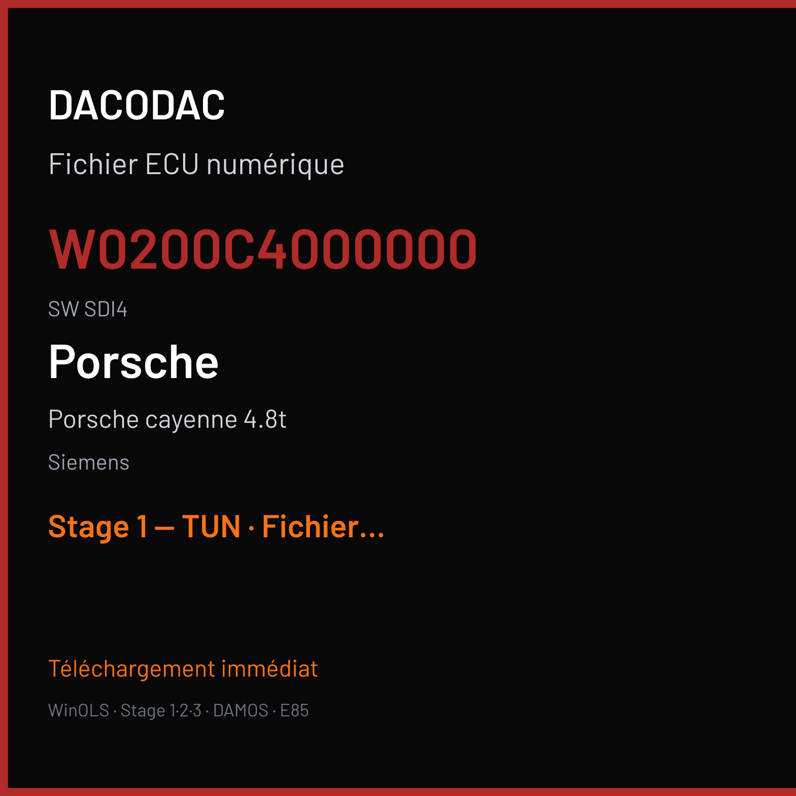 Porsche cayenne 4.8t (2007) — Siemens — W0200C4000000 · SDI4 — Stage 1 — TUN