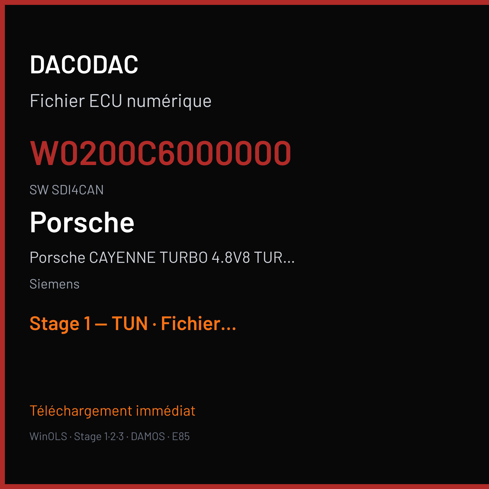Porsche CAYENNE TURBO 4.8V8 TURBO (2007) — Siemens — W0200C6000000 · SDI4CAN — Stage 1 — TUN