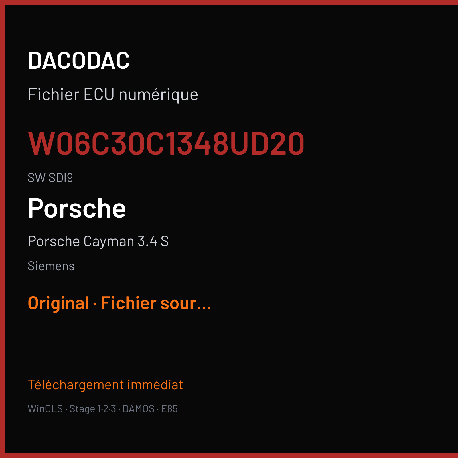 Porsche Cayman 3.4 S (2015) — Siemens — W06C30C1348UD20 · SDI9 — Original