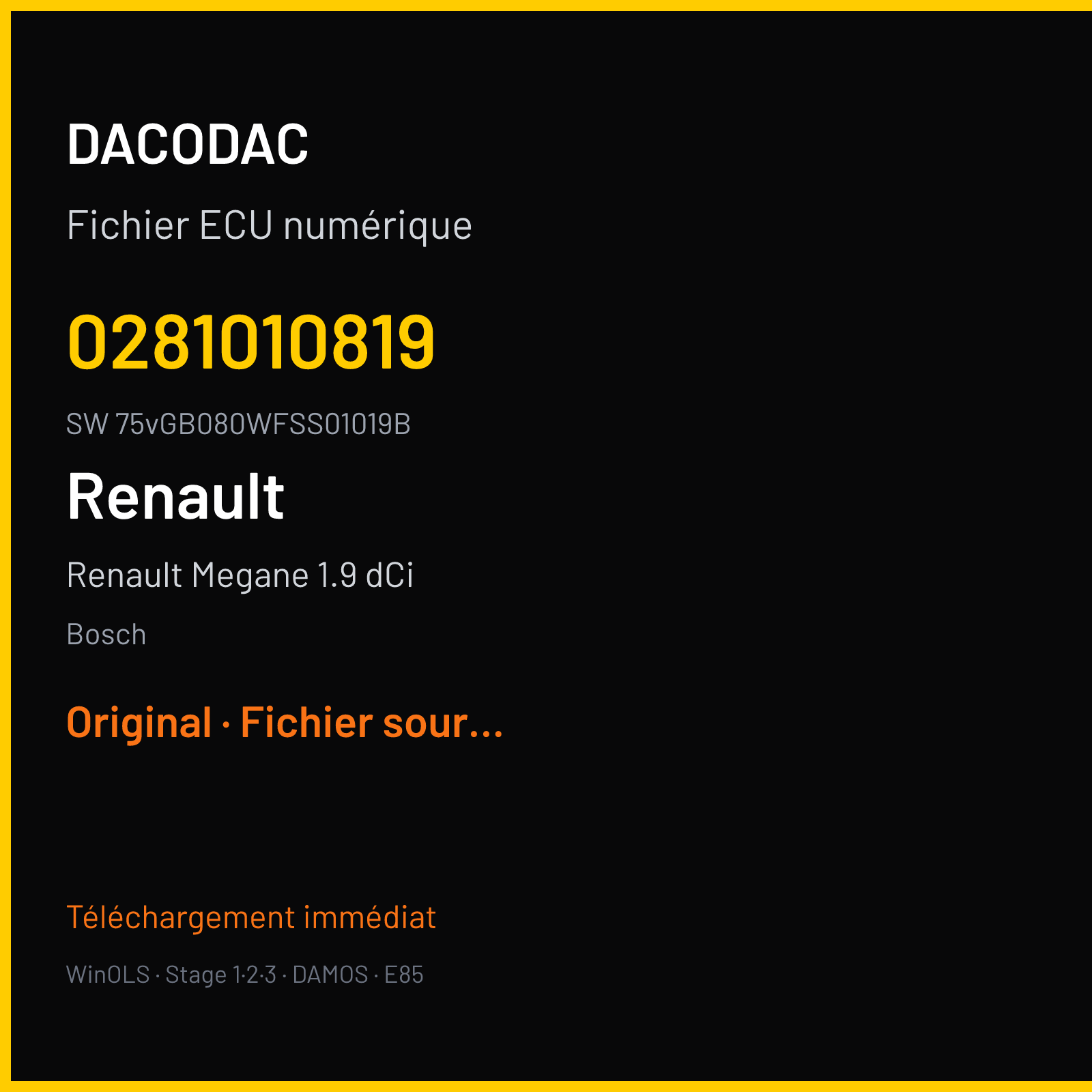 Renault Megane 1.9 dCi (2003) — Bosch — 0281010819 · 75vGB080WFSS01019B — Original