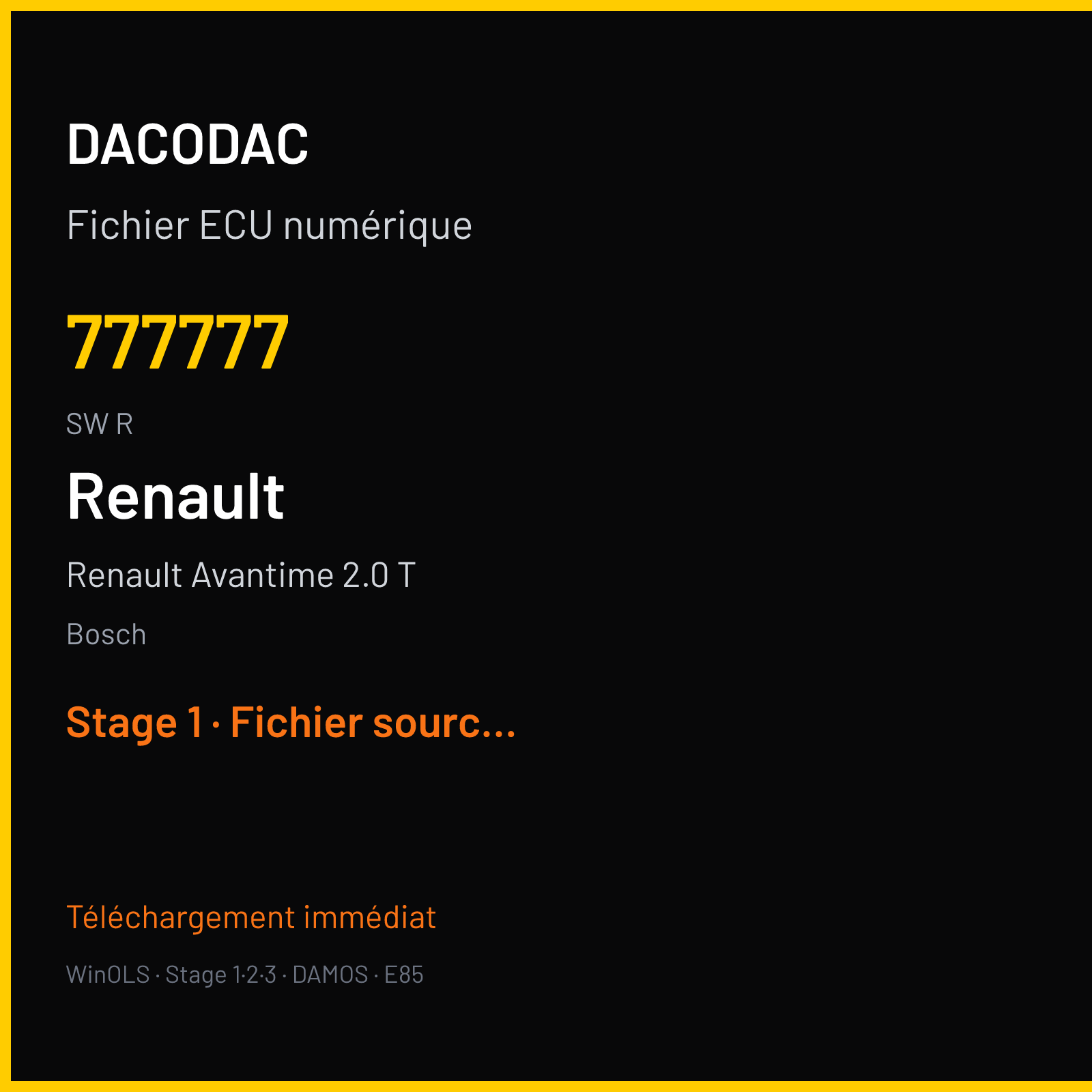 Renault Avantime 2.0 T (2004) — Bosch — 777777 · R — Stage 1