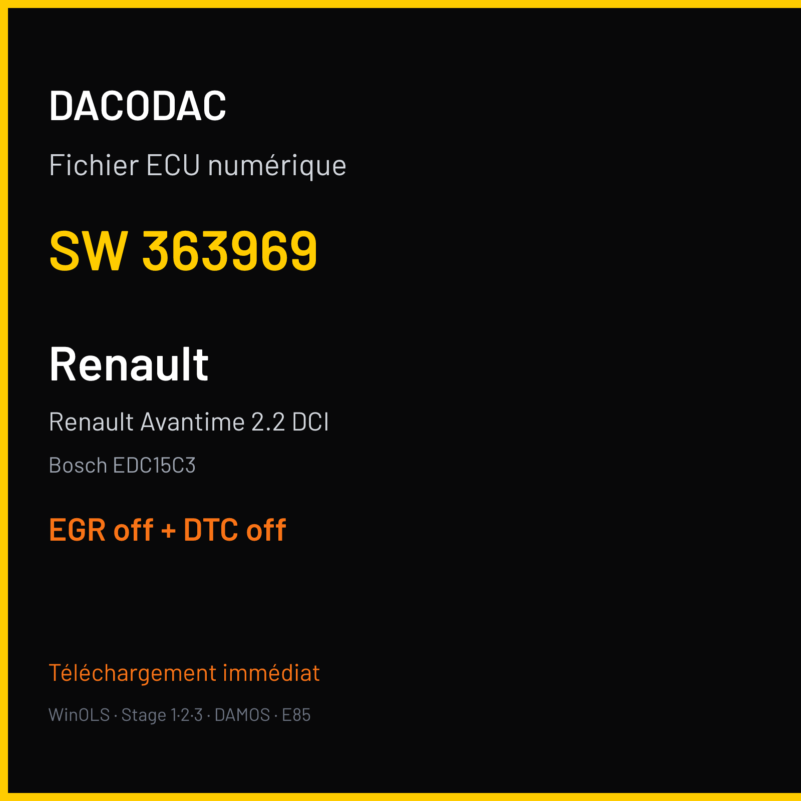 Renault Avantime 2.2 DCI (2002) — Bosch EDC15C3 — 363969 — EGR off + DTC off