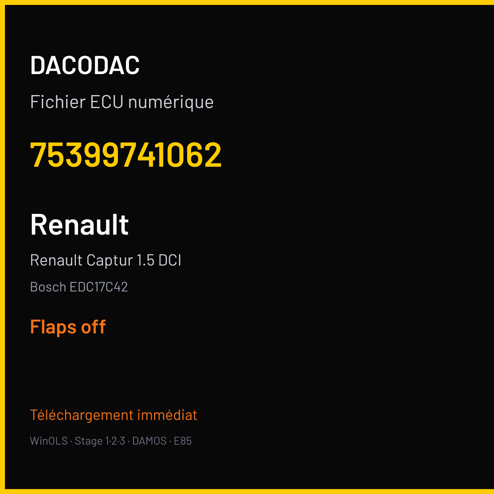 Renault Captur 1.5 DCI (2014) — Bosch EDC17C42 — 75399741062 — Flaps off