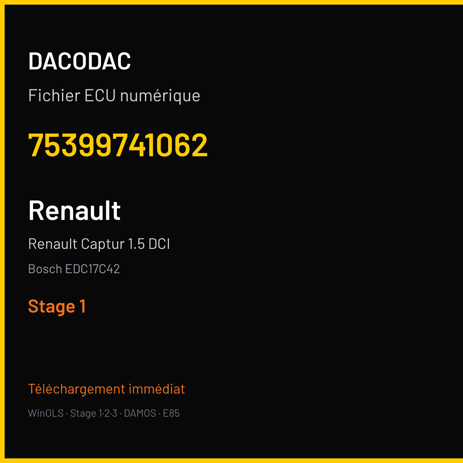 Renault Captur 1.5 DCI (2013) — Bosch EDC17C42 — 75399741062 — Stage 1