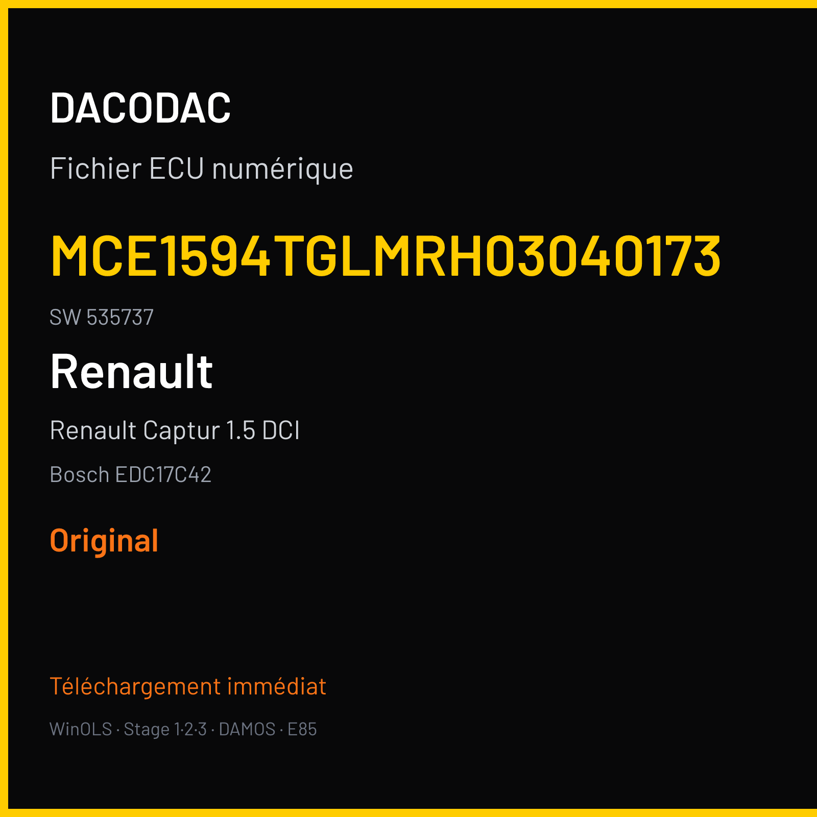 Renault Captur 1.5 DCI (2013) — Bosch EDC17C42 — MCE1594TGLMRH03040173 · 535737 — Original