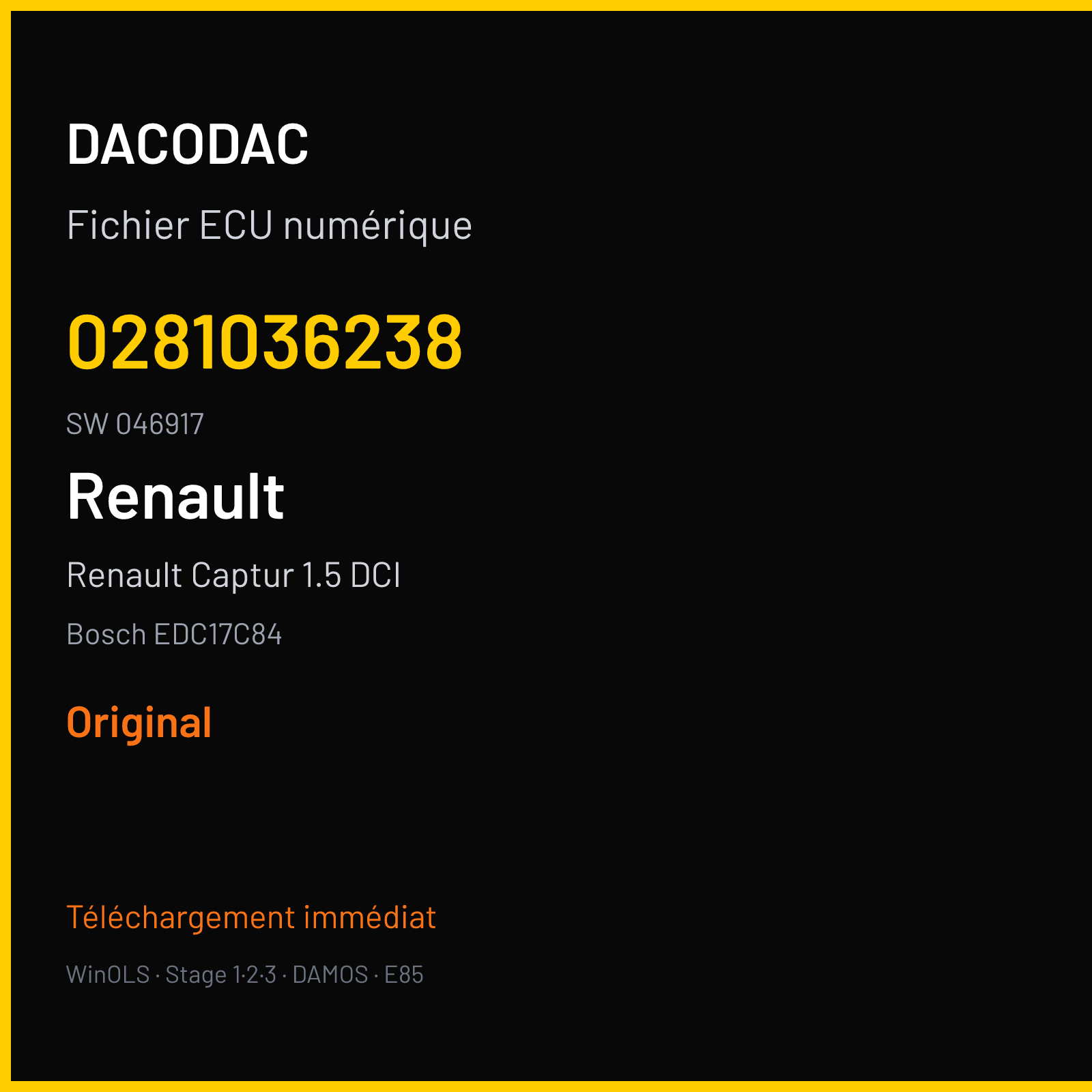 Renault Captur 1.5 DCI (2016) — Bosch EDC17C84 — 0281036238 · 046917 — Original