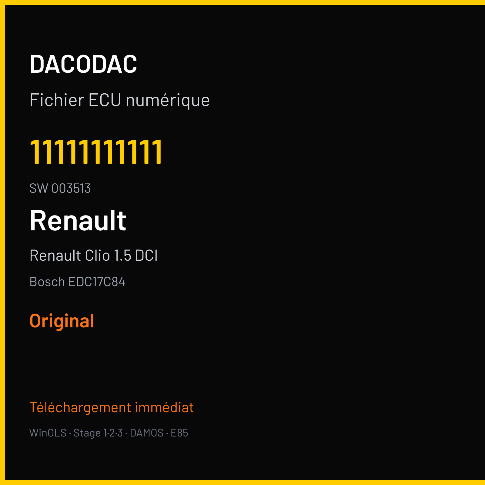 Renault Clio 1.5 DCI (2016) — Bosch EDC17C84 — 11111111111 · 003513 — Original