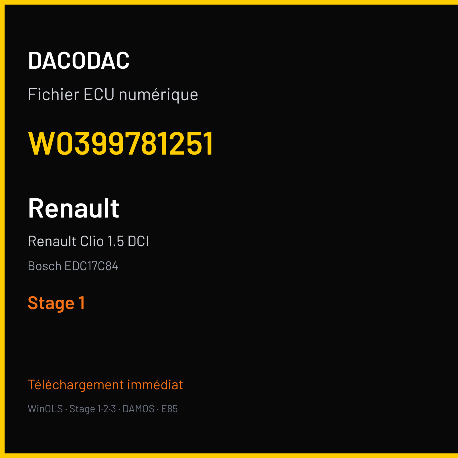 Renault Clio 1.5 DCI (2016) — Bosch EDC17C84 — W0399781251 — Stage 1