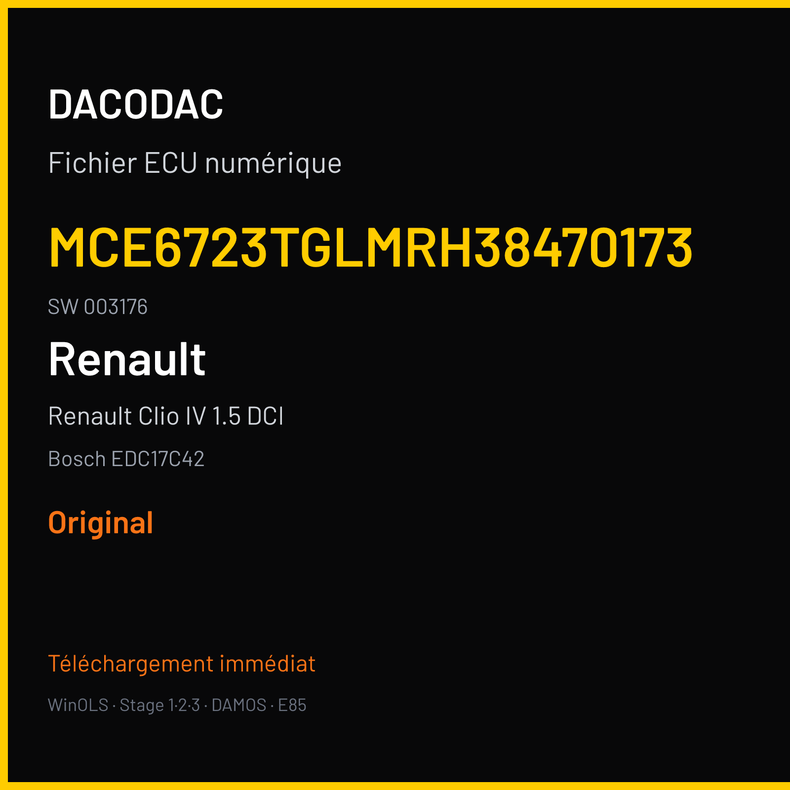 Renault Clio IV 1.5 DCI (2014) — Bosch EDC17C42 — MCE6723TGLMRH38470173 · 003176 — Original
