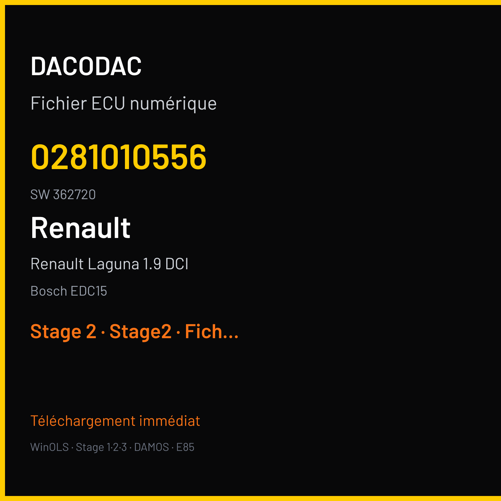 Renault Laguna 1.9 DCI (2002) — Bosch EDC15 — 0281010556 · 362720 — Stage 2