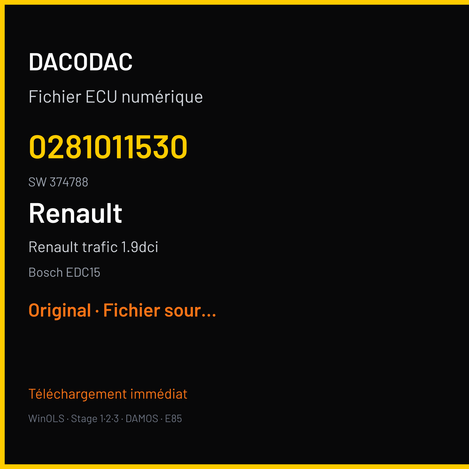Renault trafic 1.9dci (2005) — Bosch EDC15 — 0281011530 · 374788 — Original