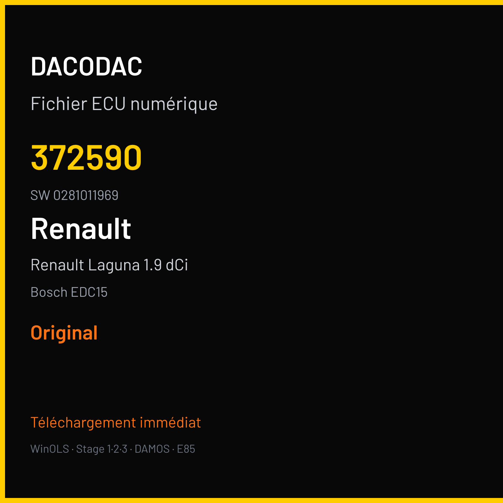 Renault Laguna 1.9 dCi 120 ch (2006) — Bosch EDC15 — 372590 · 0281011969 · 377937 — Original