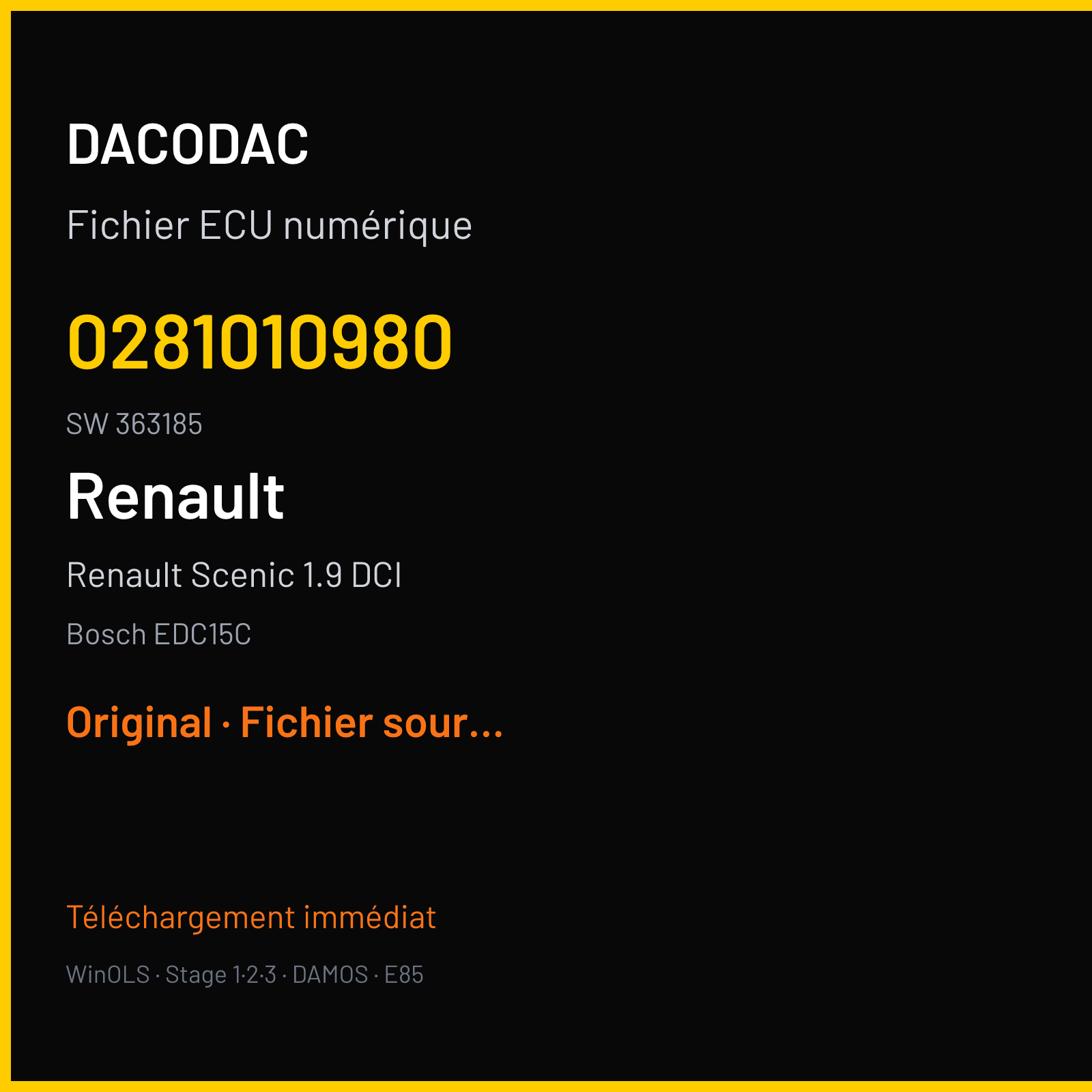 Renault Scenic 1.9 DCI (2002) — Bosch EDC15C — 0281010980 · 363185 — Original
