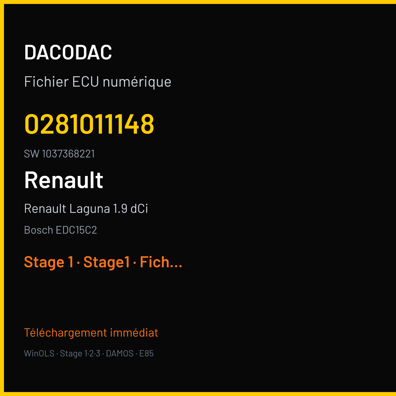 Renault Laguna 1.9 dCi (2002) — Bosch EDC15C2 — 0281011148 · 1037368221 — Stage 1