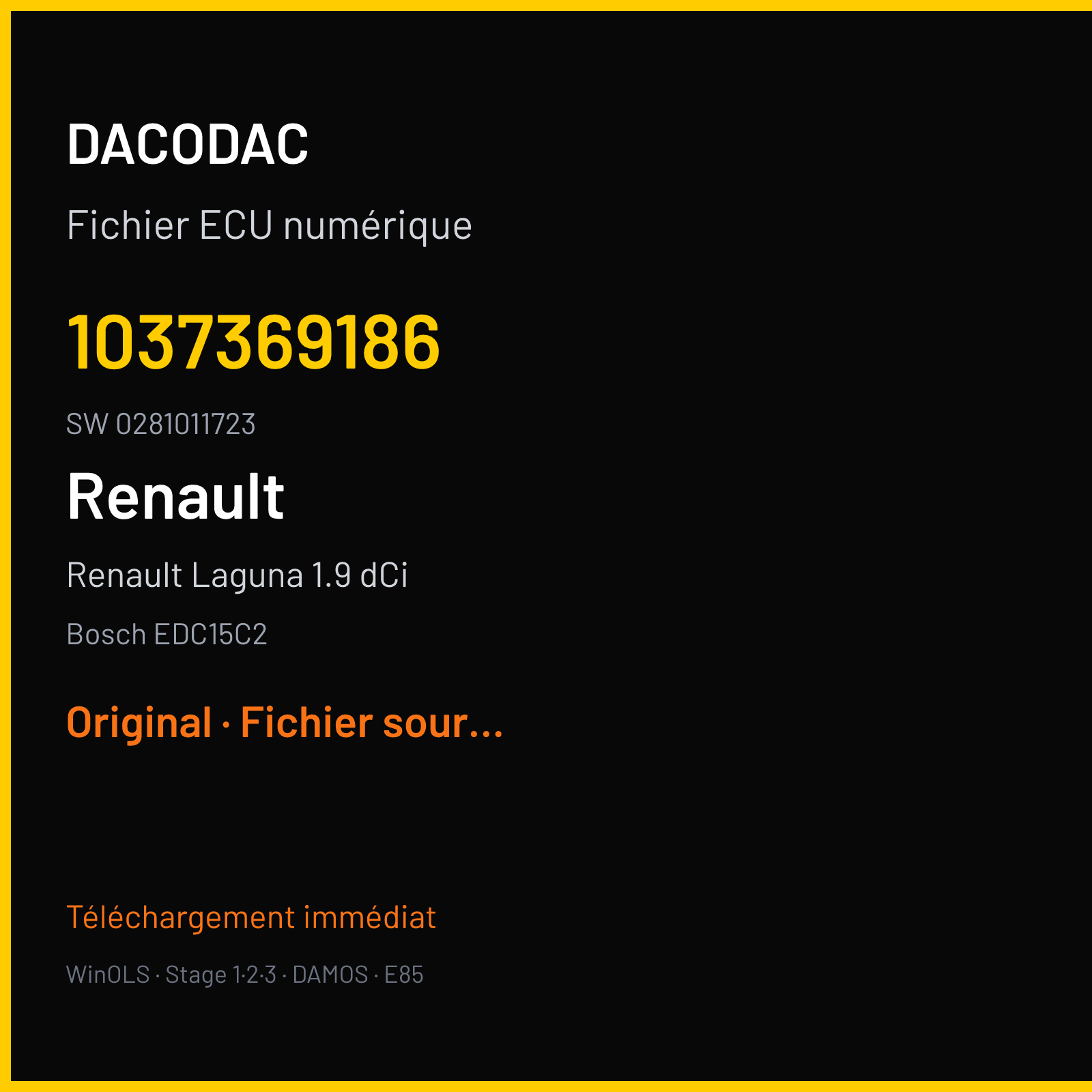 Renault Laguna 1.9 dCi (2003) — Bosch EDC15C2 — 1037369186 · 0281011723 — Original