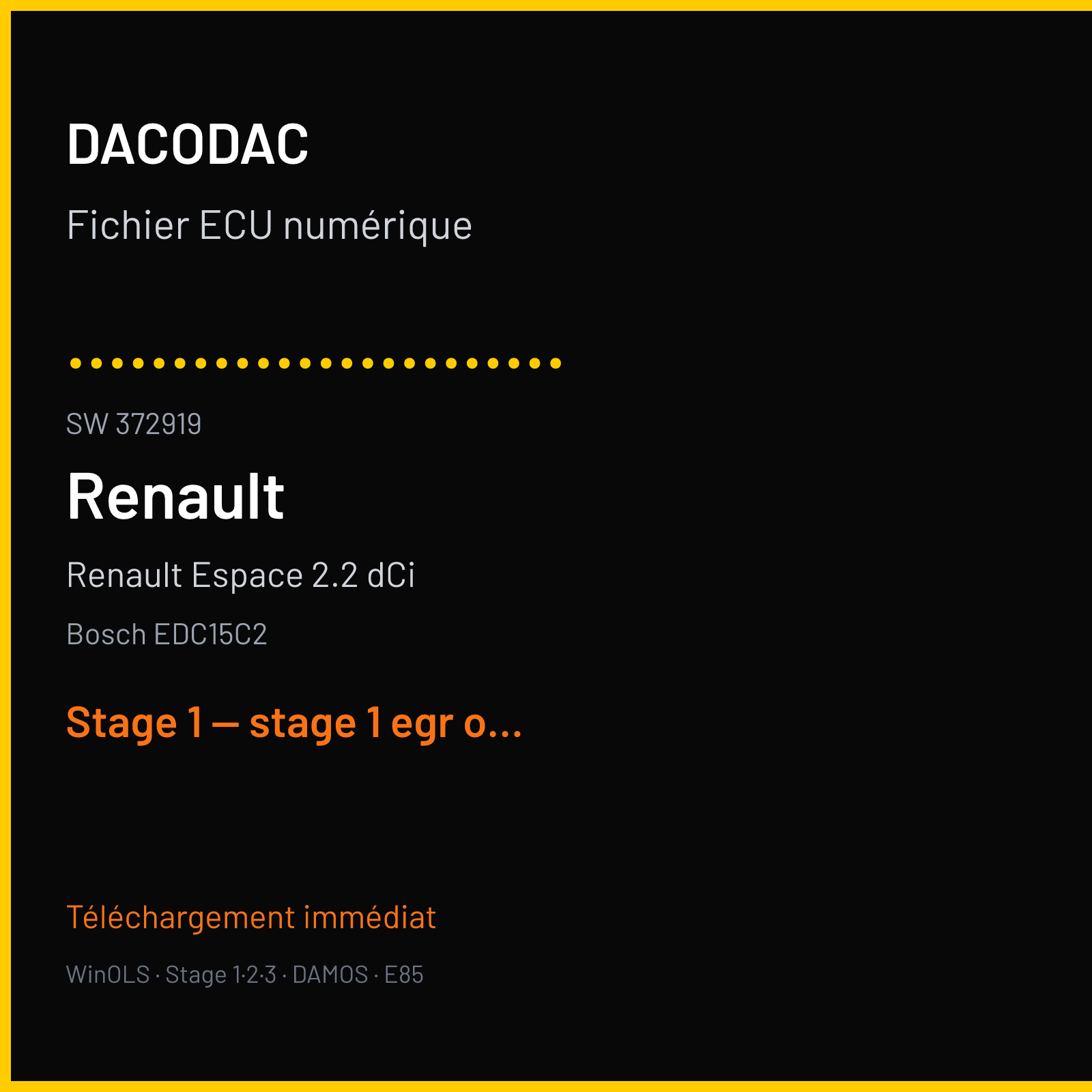 Renault Espace 2.2 dCi (2005) — Bosch EDC15C2 — ........................ · 372919 — Stage 1 — stage 1 egr off