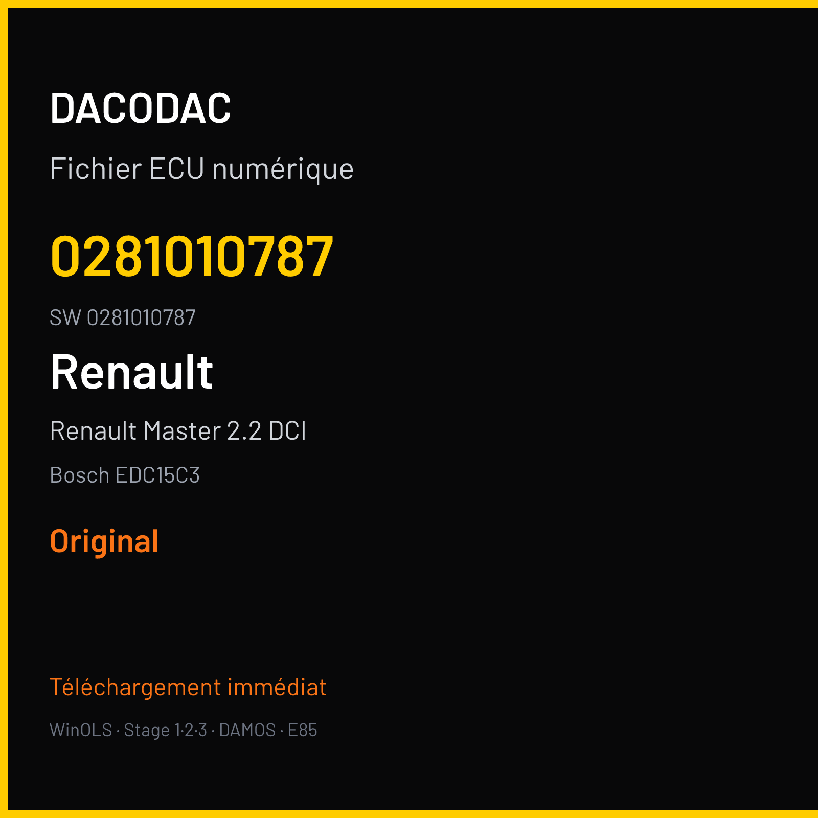 Renault Master 2.2 DCI 90 ch (2002) — Bosch EDC15C3 — 0281010787 · 0281010787 · 363130 — Original