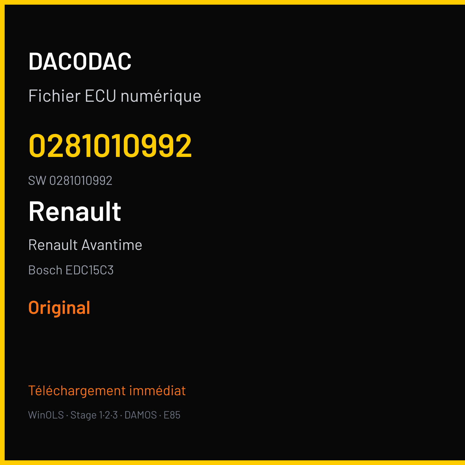 Renault Avantime 140 ch (2002) — Bosch EDC15C3 — 0281010992 · 0281010992 · 370871 — Original