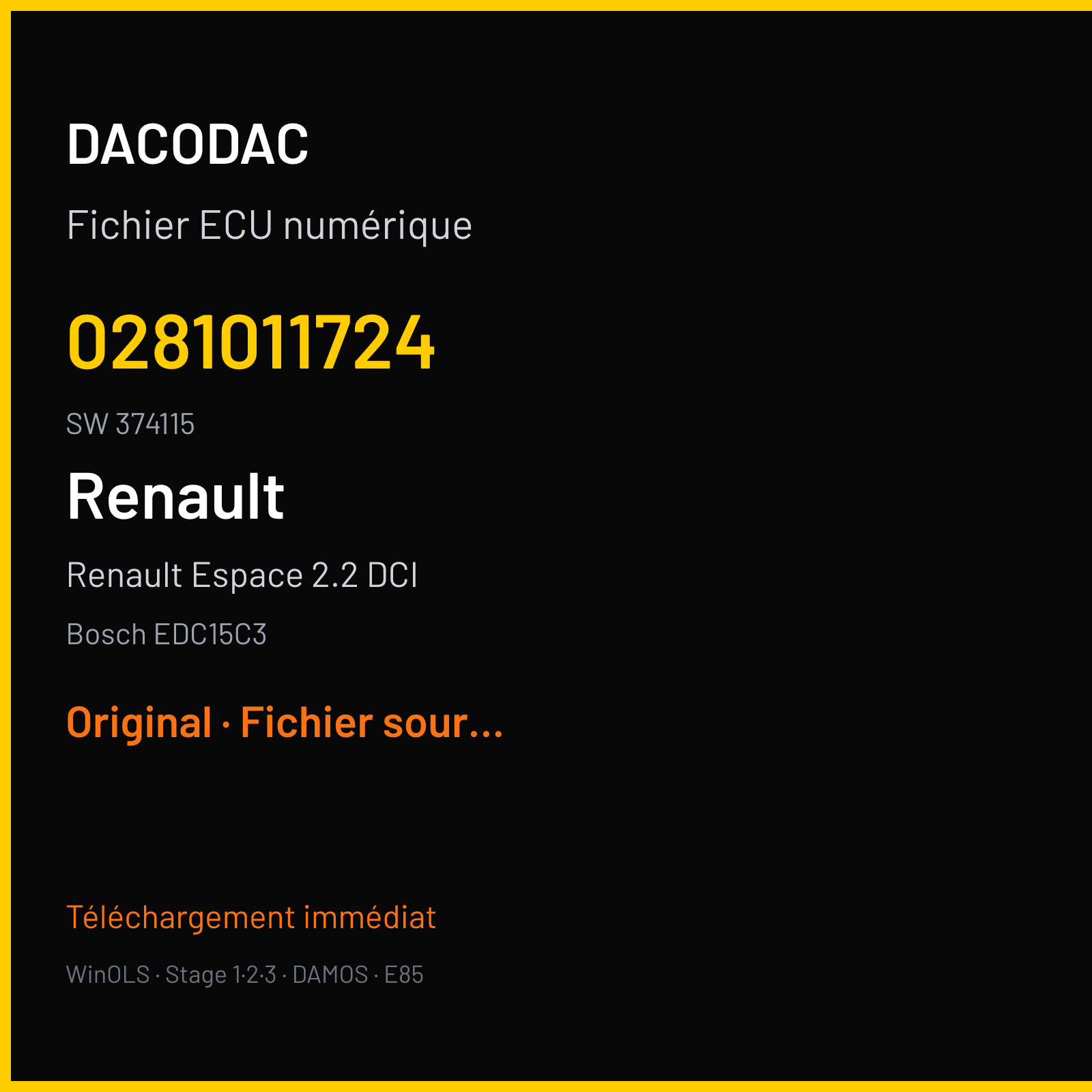 Renault Espace 2.2 DCI (2005) — Bosch EDC15C3 — 0281011724 · 374115 — Original