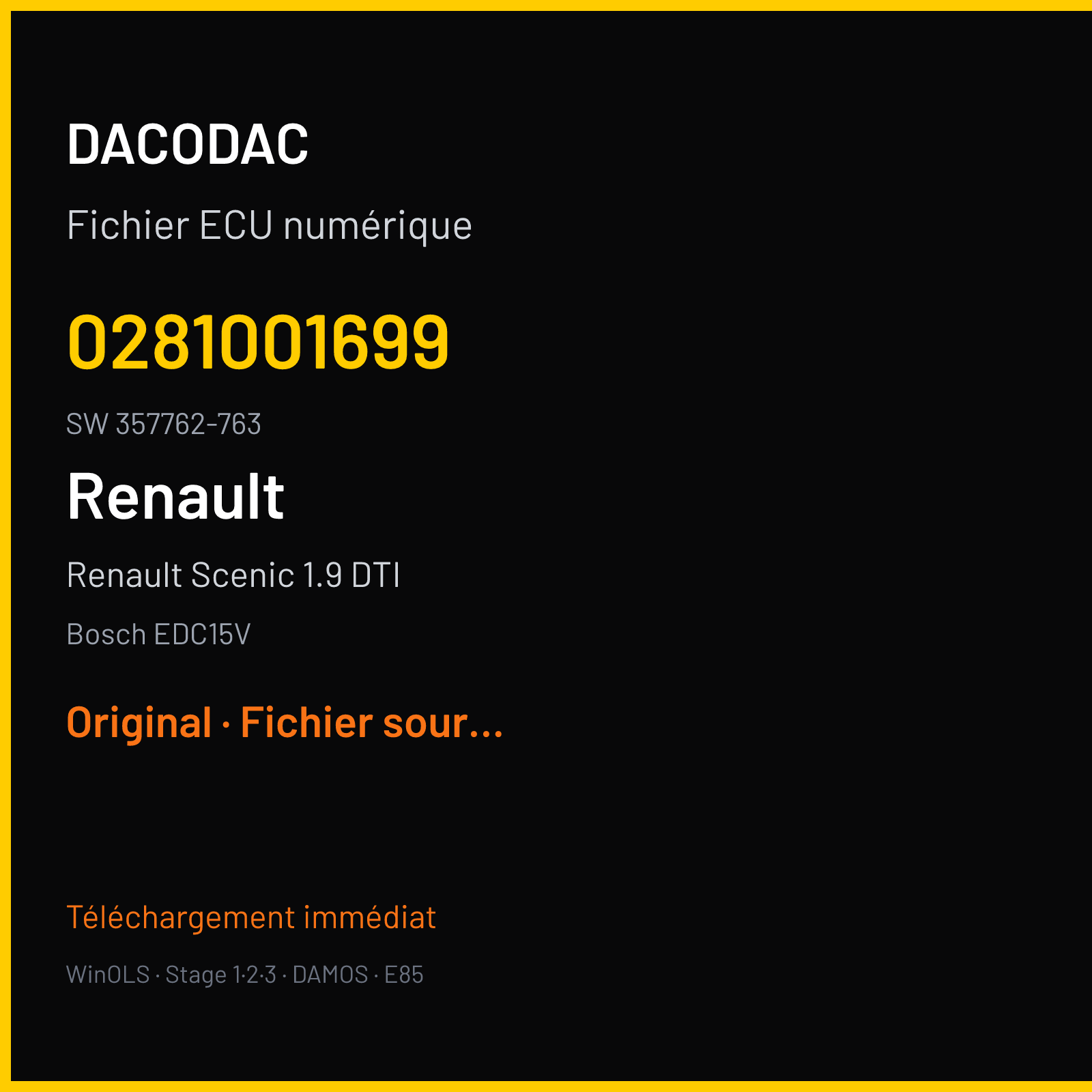 Renault Scenic 1.9 DTI (2001) — Bosch EDC15V — 0281001699 · 357762-763 — Original