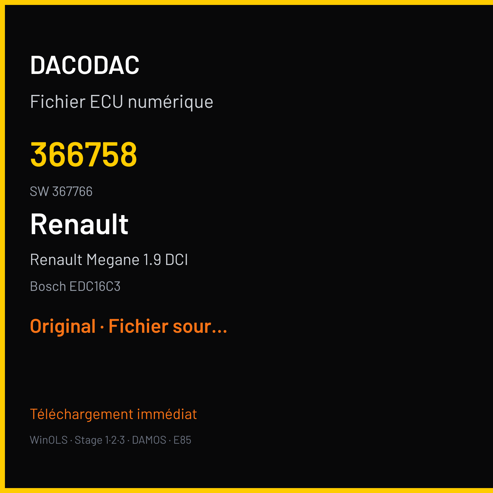Renault Megane 1.9 DCI (2004) — Bosch EDC16C3 — 366758 · 367766 — Original