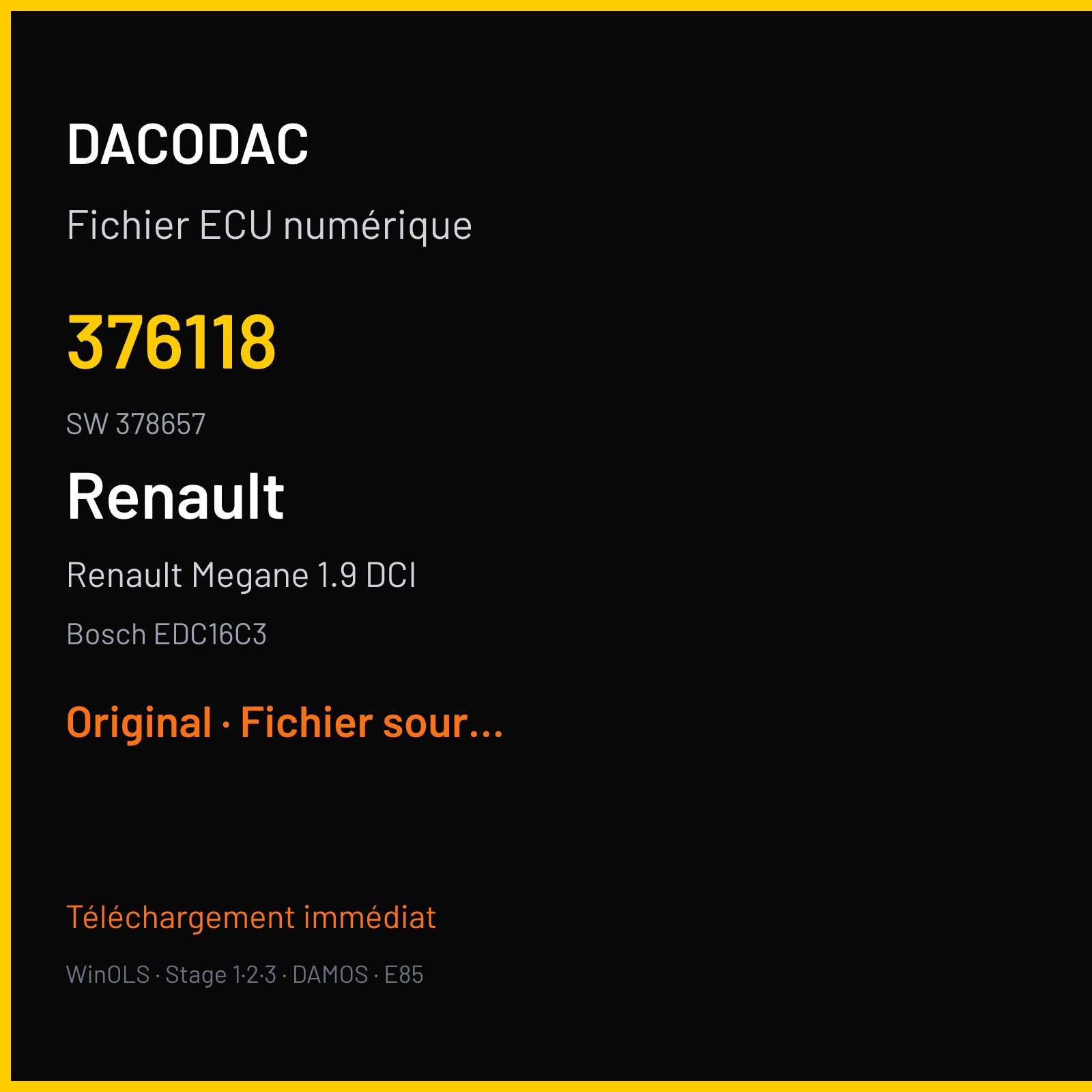 Renault Megane 1.9 DCI (2006) — Bosch EDC16C3 — 376118 · 378657 — Original