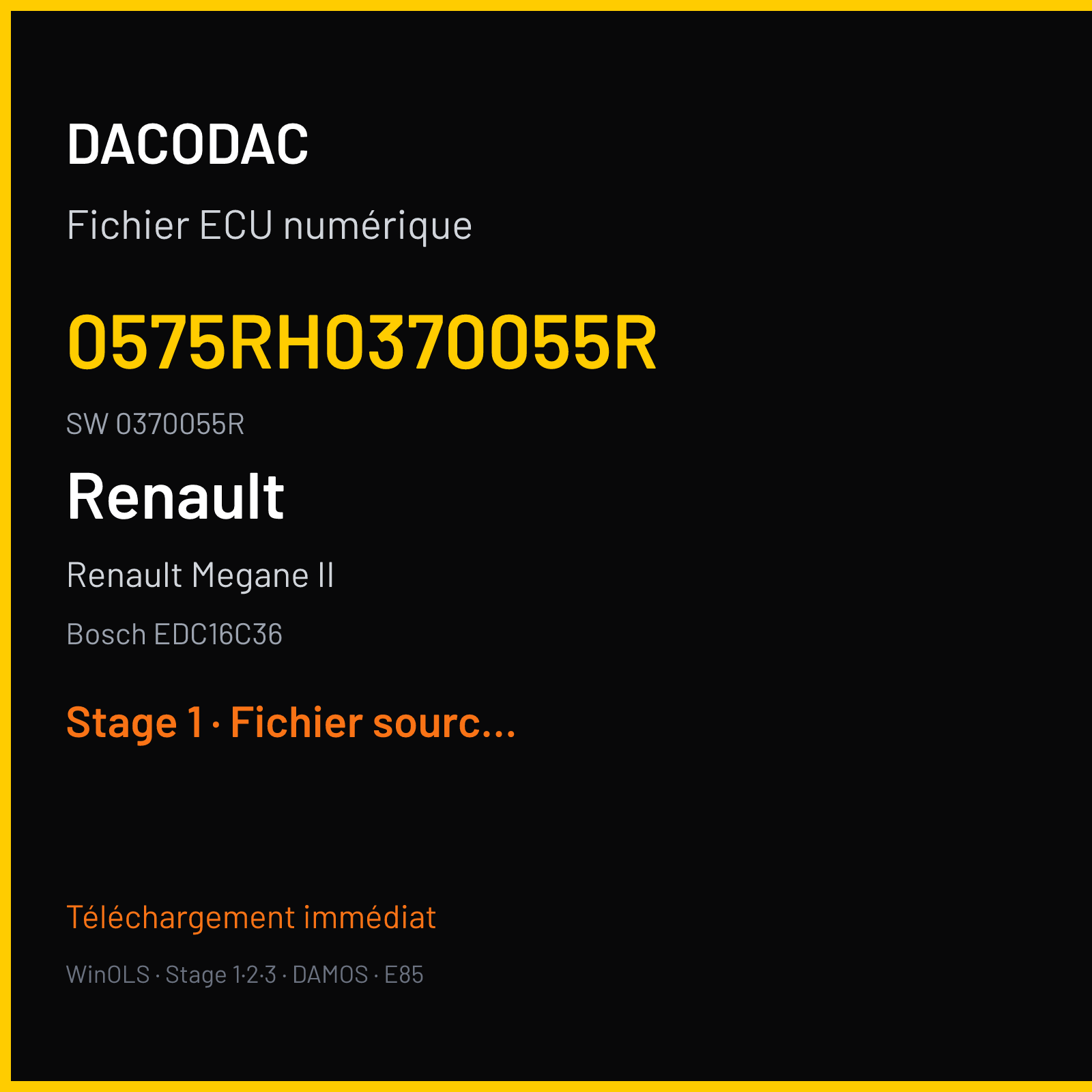 Renault Megane II — Bosch EDC16C36 — 0575RH0370055R · 0370055R · 394587 — Stage 1