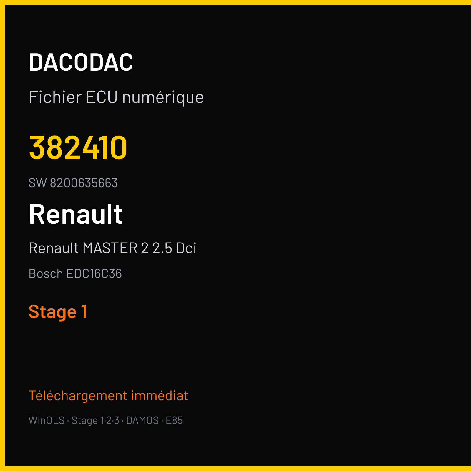 Renault MASTER 2 2.5 Dci 146 ch — Bosch EDC16C36 — 382410 · 8200635663 — Stage 1